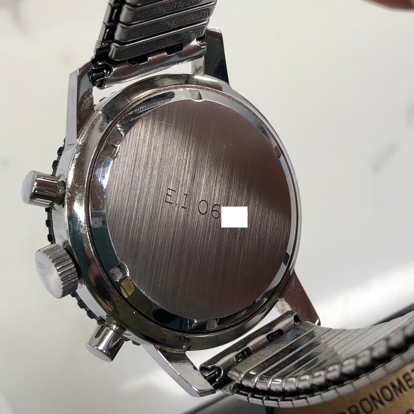 1970s Breitling 817 Italian Army Issued Stainless Steel Chronograph Wristwatch with Box and Numbered Paperwork - HASHTAGWATCHCO