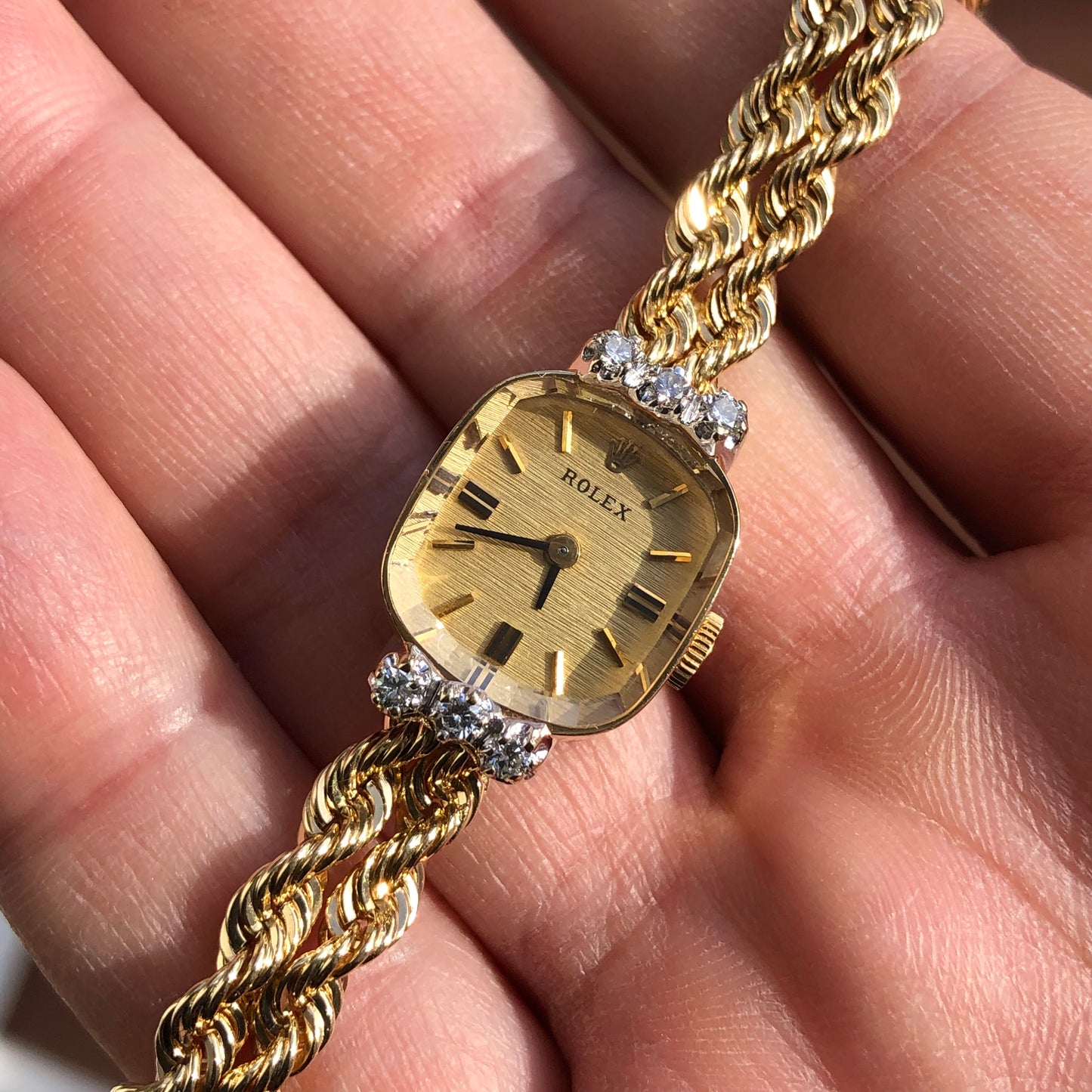 1950s Rolex Ladies Dress 8426 14K Yellow Gold Dress Cocktail Diamond Bezel Wristwatch - HASHTAGWATCHCO