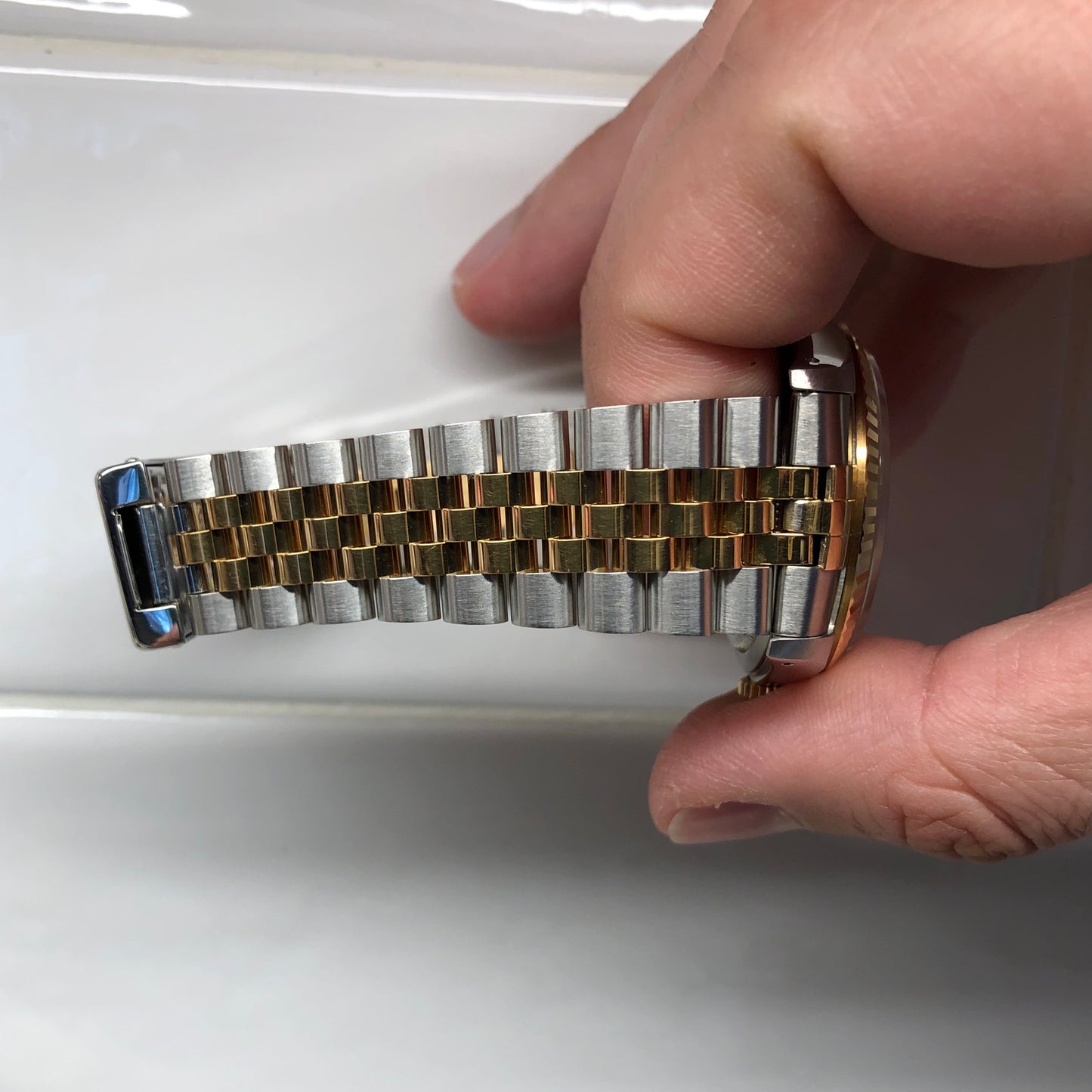 1993 Rolex Datejust 16233 Silver Tapestry Two Tone Jubilee Wristwatch with Box and Papers - HASHTAGWATCHCO