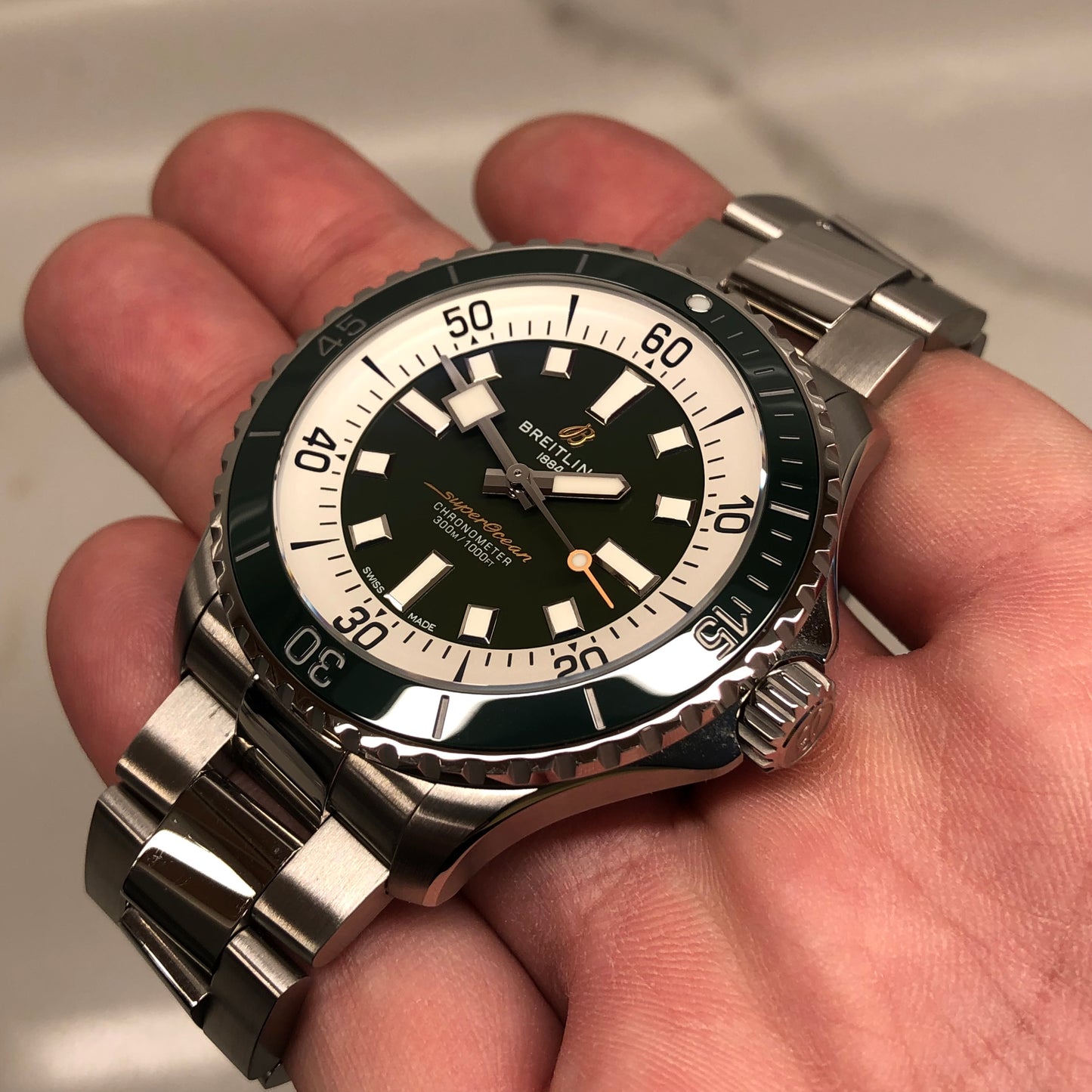 Breitling Superocean A17376 Green Stainless Steel 44mm Automatic Wristwatch with Box and Papers - HASHTAGWATCHCO