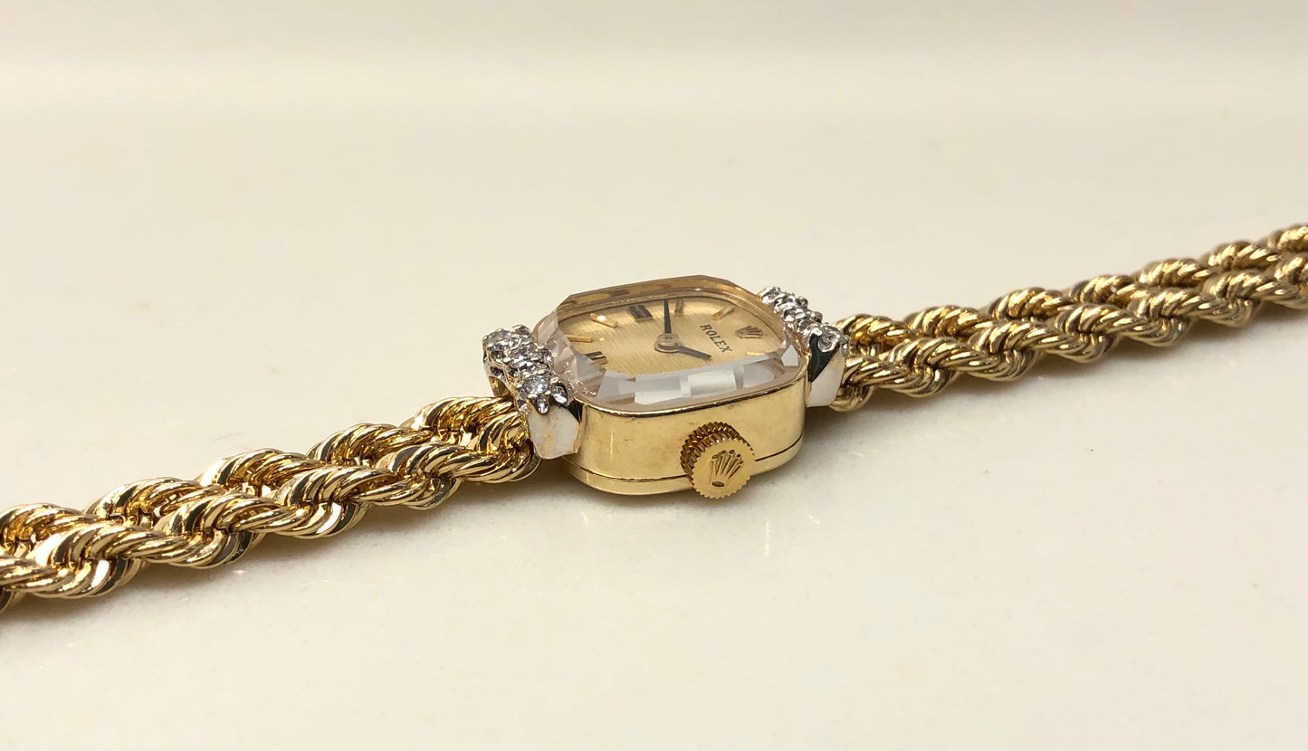 1950s Rolex Ladies Dress 8426 14K Yellow Gold Dress Cocktail Diamond Bezel Wristwatch - HASHTAGWATCHCO
