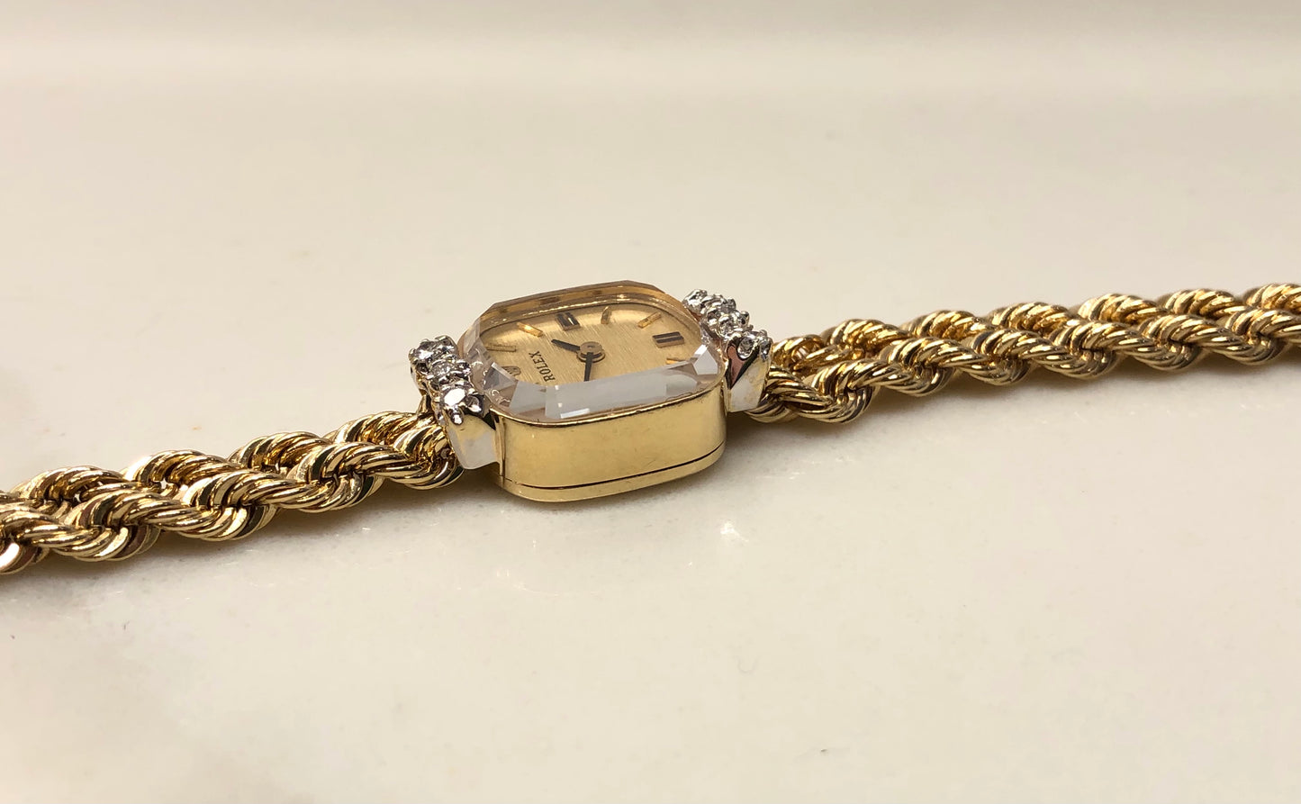1950s Rolex Ladies Dress 8426 14K Yellow Gold Dress Cocktail Diamond Bezel Wristwatch - HASHTAGWATCHCO
