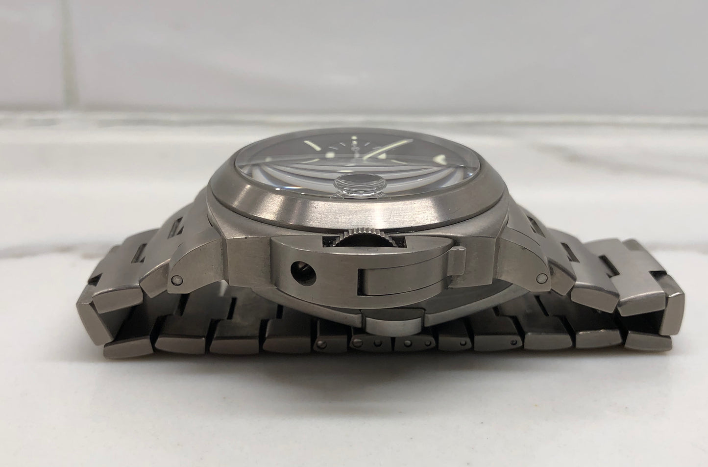 1999 Panerai Luminor Marina PAM 296 44mm Titanium Tobacco Brown Automatic Wristwatch - HASHTAGWATCHCO