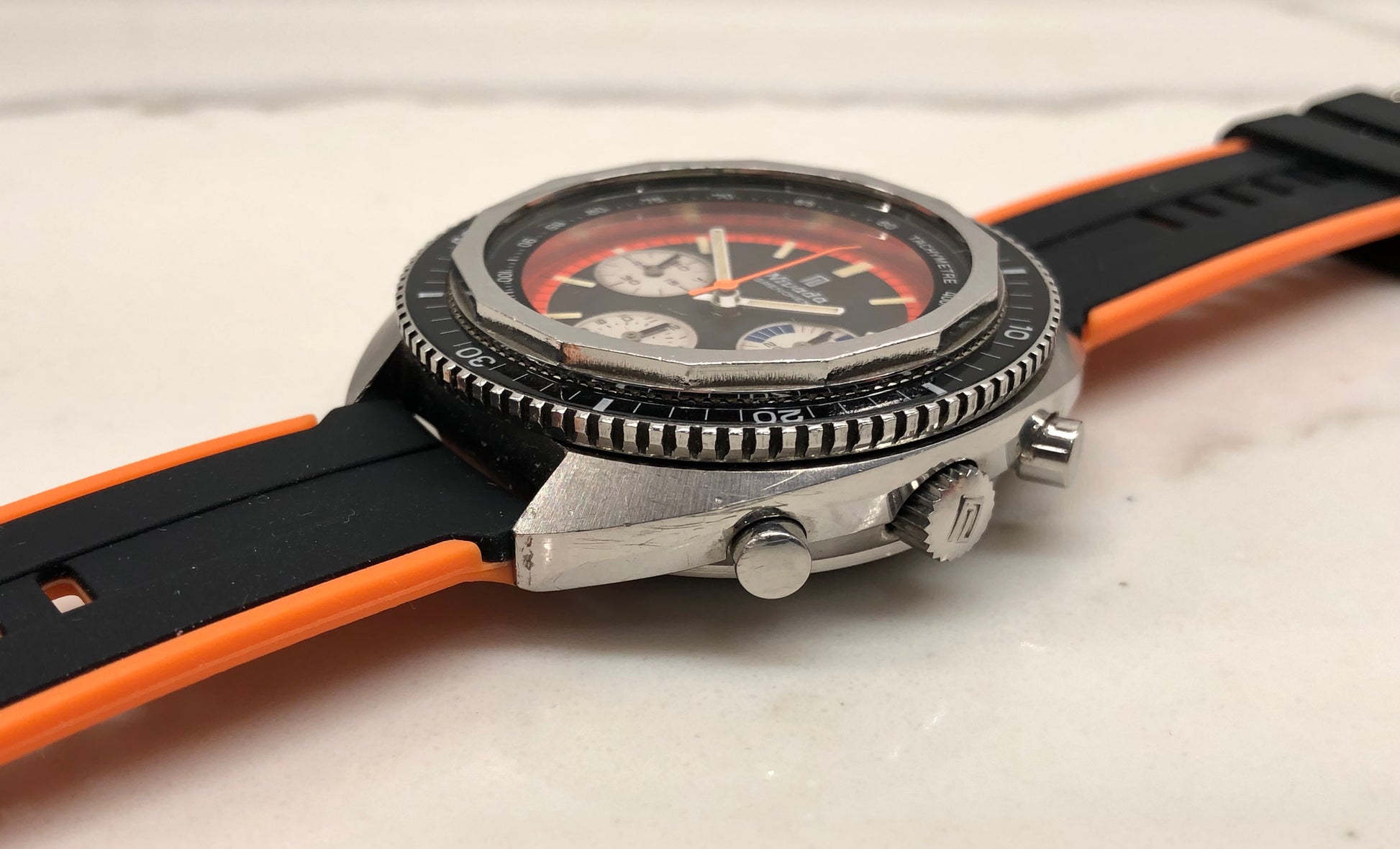 1960s Nivada Grenchen ChronoKing 4324 Valjoux 72 Steel Vintage Chronograph Wristwatch - HASHTAGWATCHCO