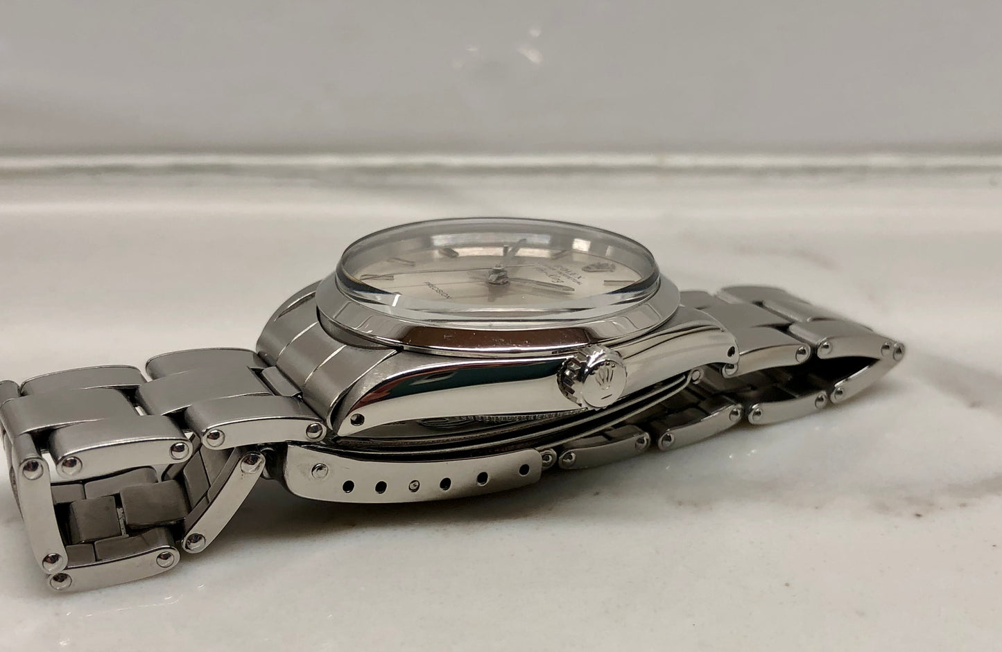 1968 Rolex Air King Precision 5500 Steel Silver Dial Automatic Wristwatch with Rolex Service Papers - HASHTAGWATCHCO