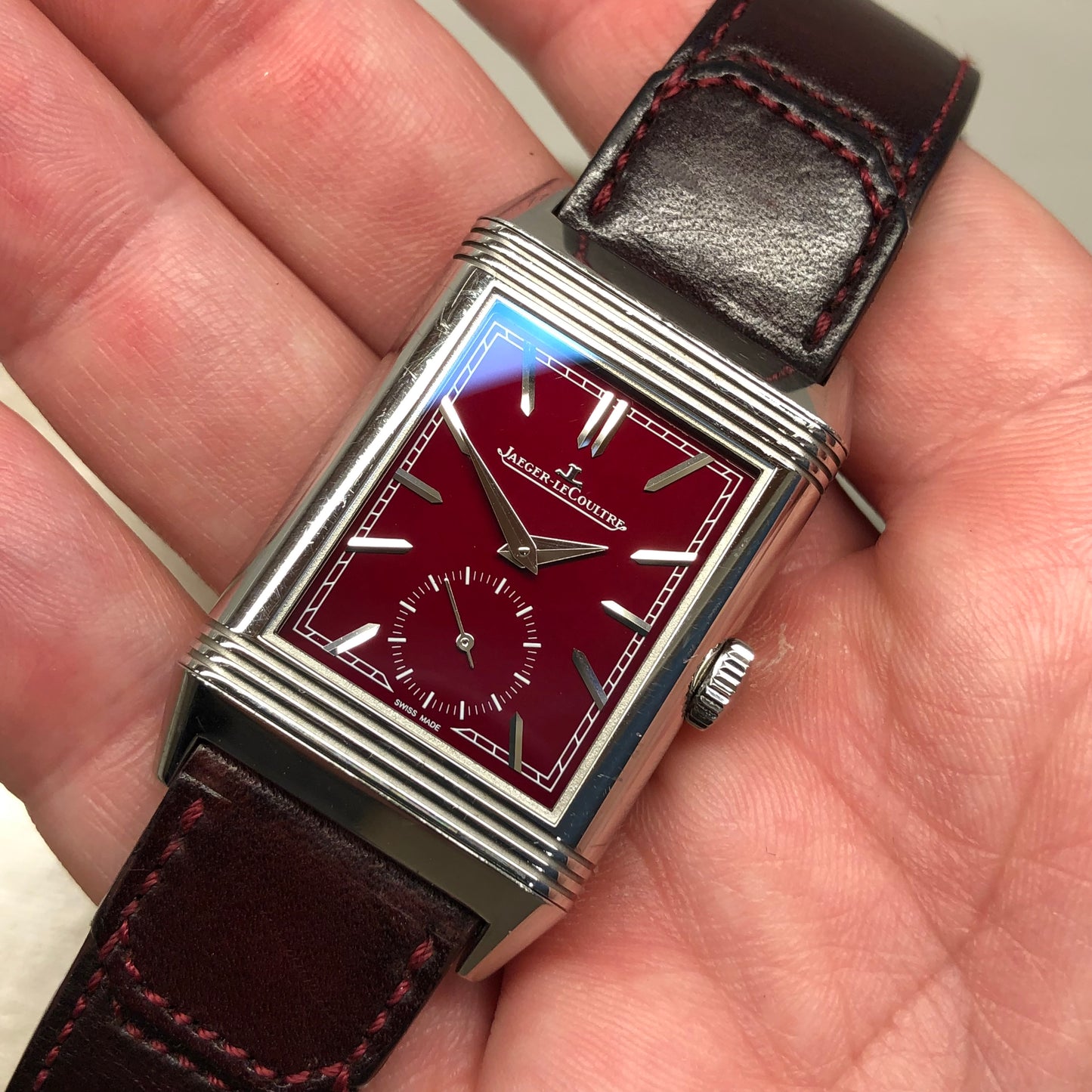 2019 Jaeger LeCoultre Reverso Tribute Q397846J Burgundy Steel Boutique Exclusive with Box and Papers