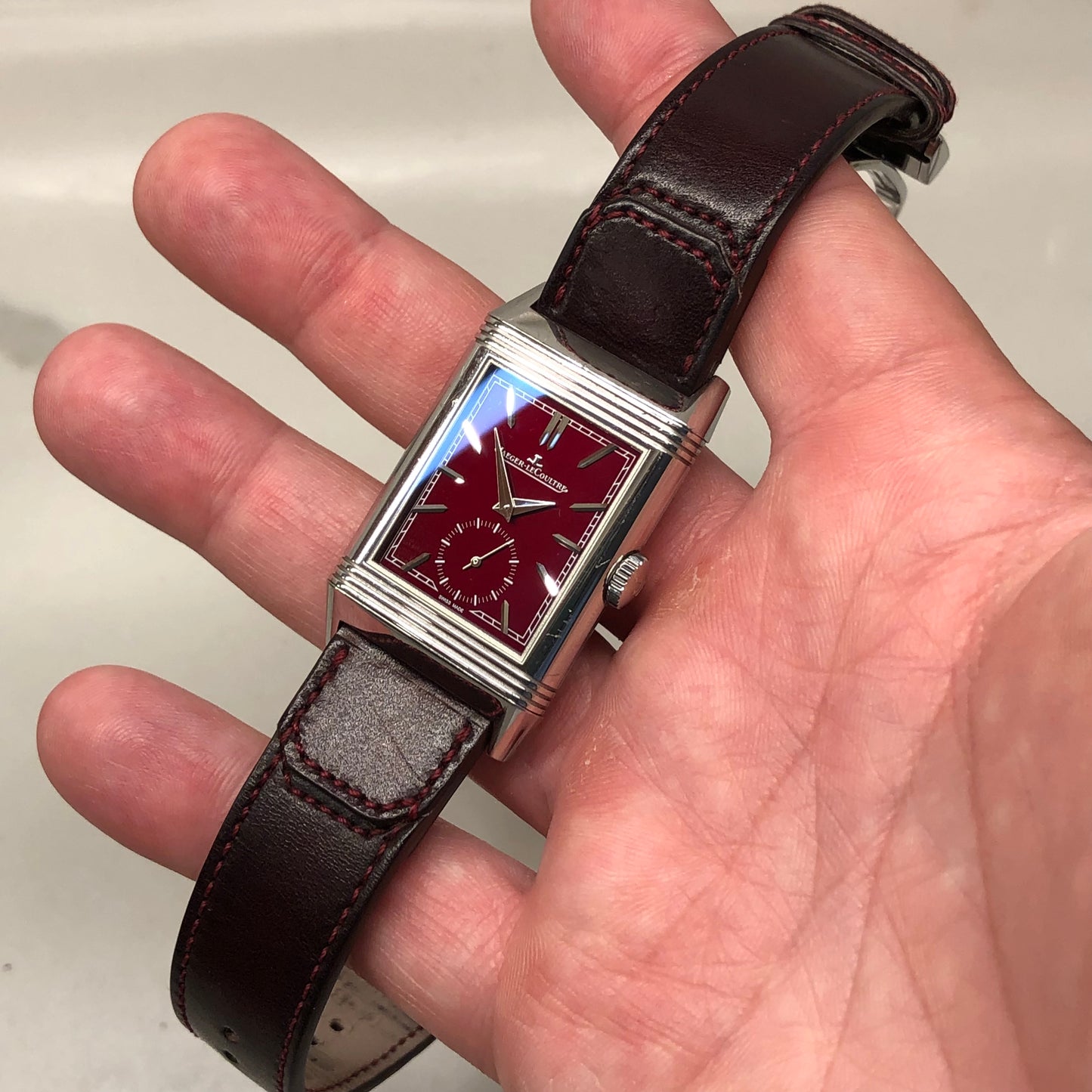 2019 Jaeger LeCoultre Reverso Tribute Q397846J Burgundy Steel Boutique Exclusive with Box and Papers