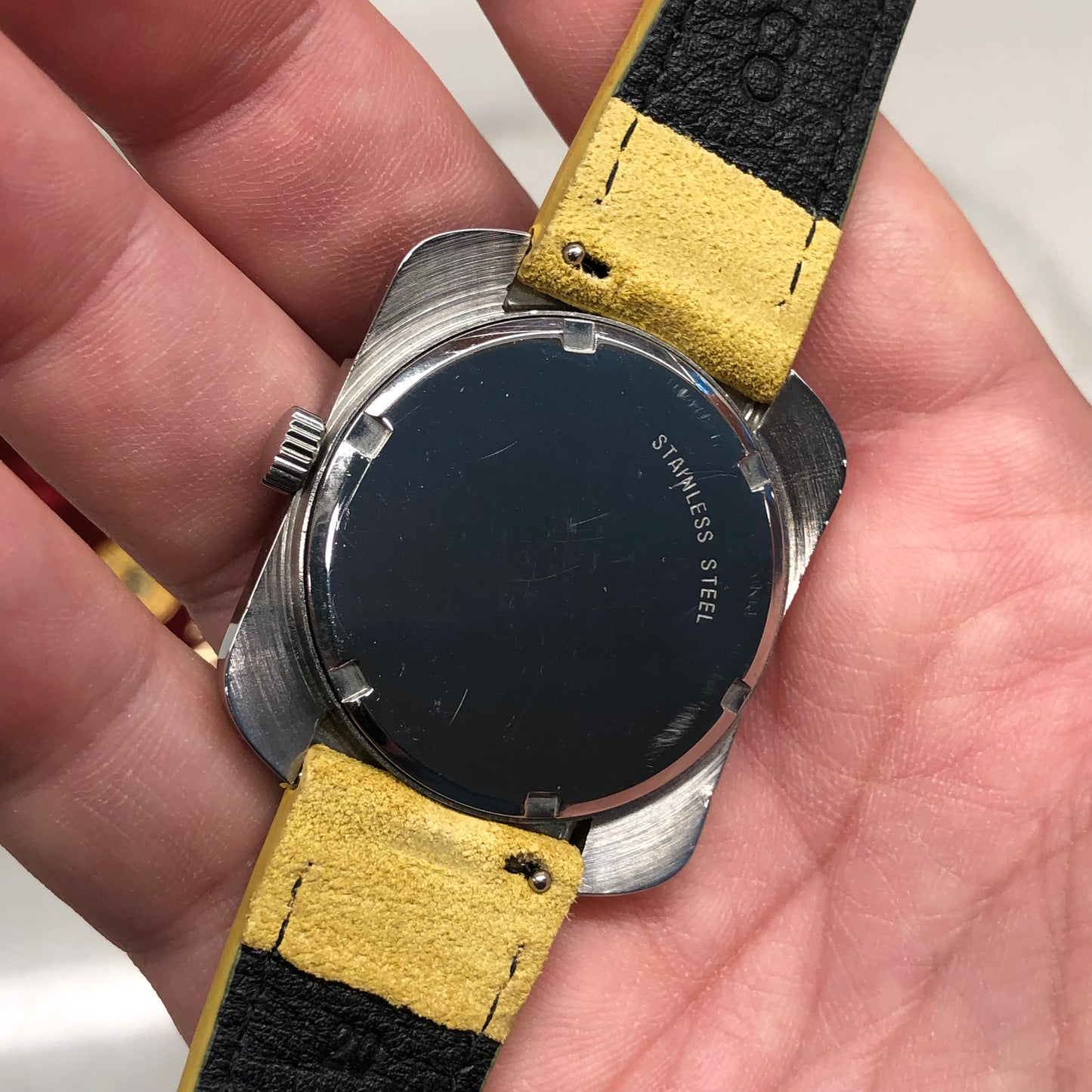 1971 Longines Comet 8475 Yellow Mystery Dial Steel Vintage Wristwatch with Box and Papers - HASHTAGWATCHCO