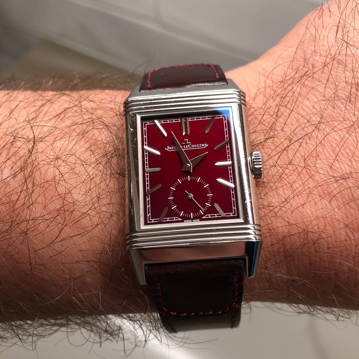 2019 Jaeger LeCoultre Reverso Tribute Q397846J Burgundy Steel Boutique Exclusive with Box and Papers