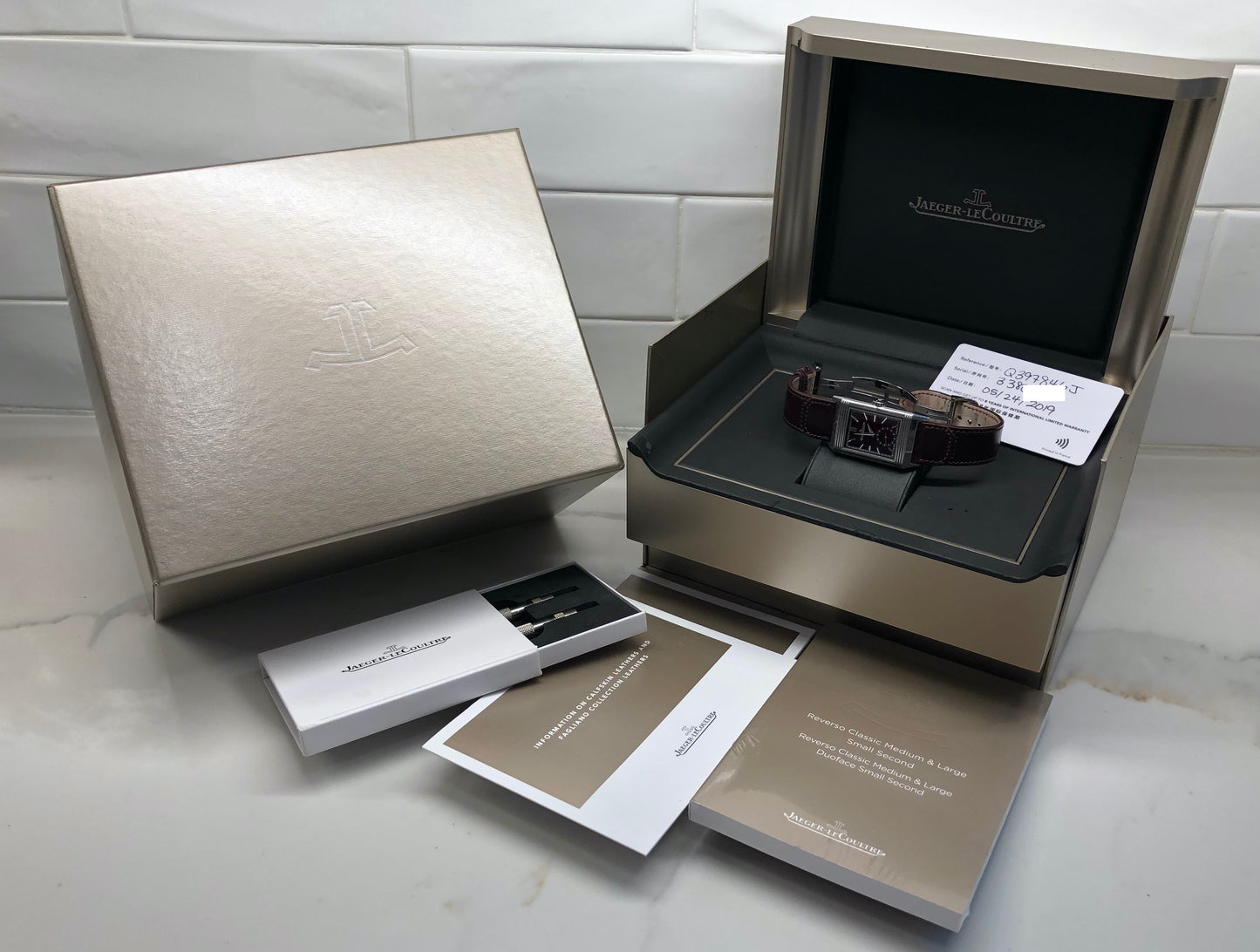 2019 Jaeger LeCoultre Reverso Tribute Q397846J Burgundy Steel Boutique Exclusive with Box and Papers