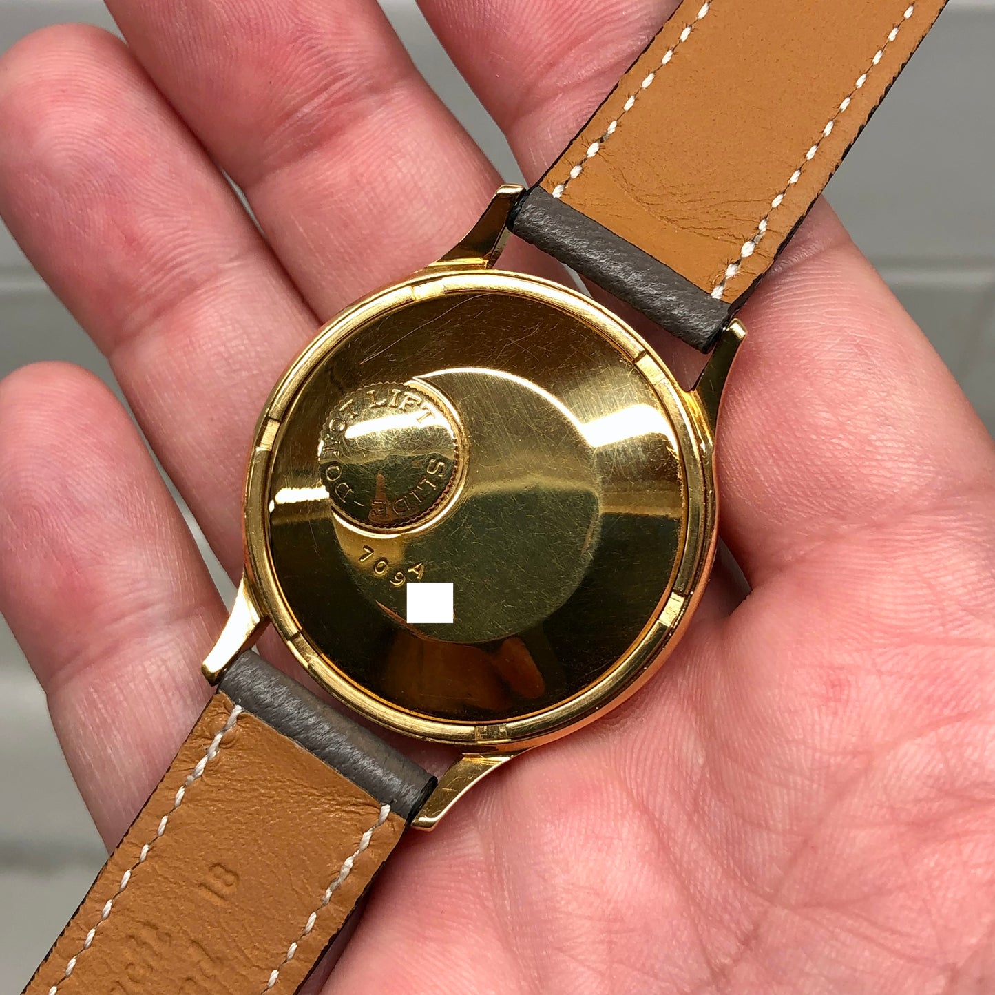 1950s Jaeger LeCoultre Futurematic E502 Porthole 18K Yellow Gold Automatic Wristwatch with Box - HASHTAGWATCHCO