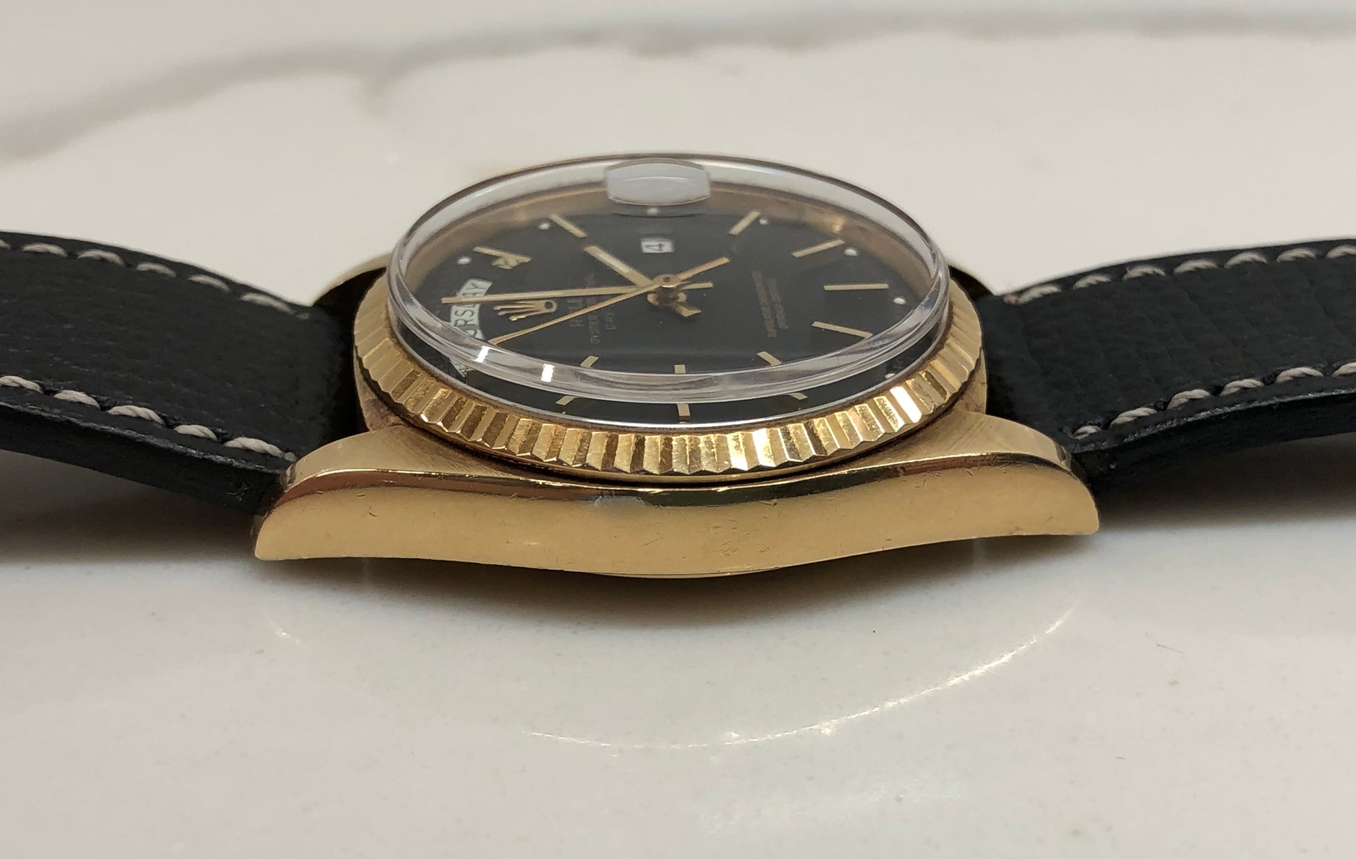 1976 Rolex President 1803 Day Date Yellow Gold Matte Black Automatic Wristwatch - HASHTAGWATCHCO
