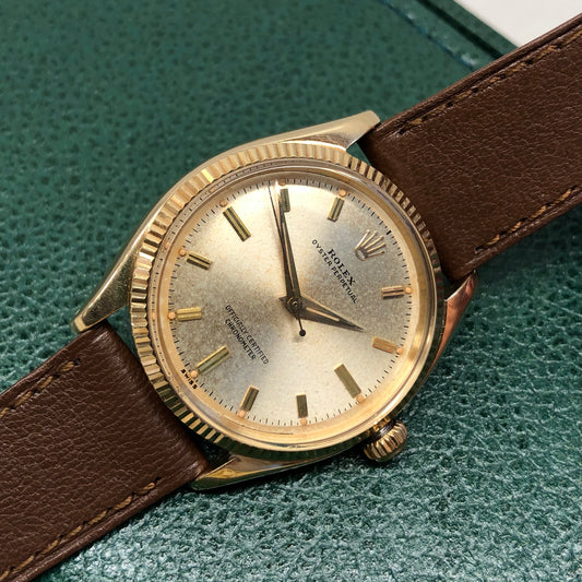 1959 Rolex Oyster Perpetual 6567 14K Yellow Gold Automatic Chronometer Wristwatch - Hashtag Watch Company