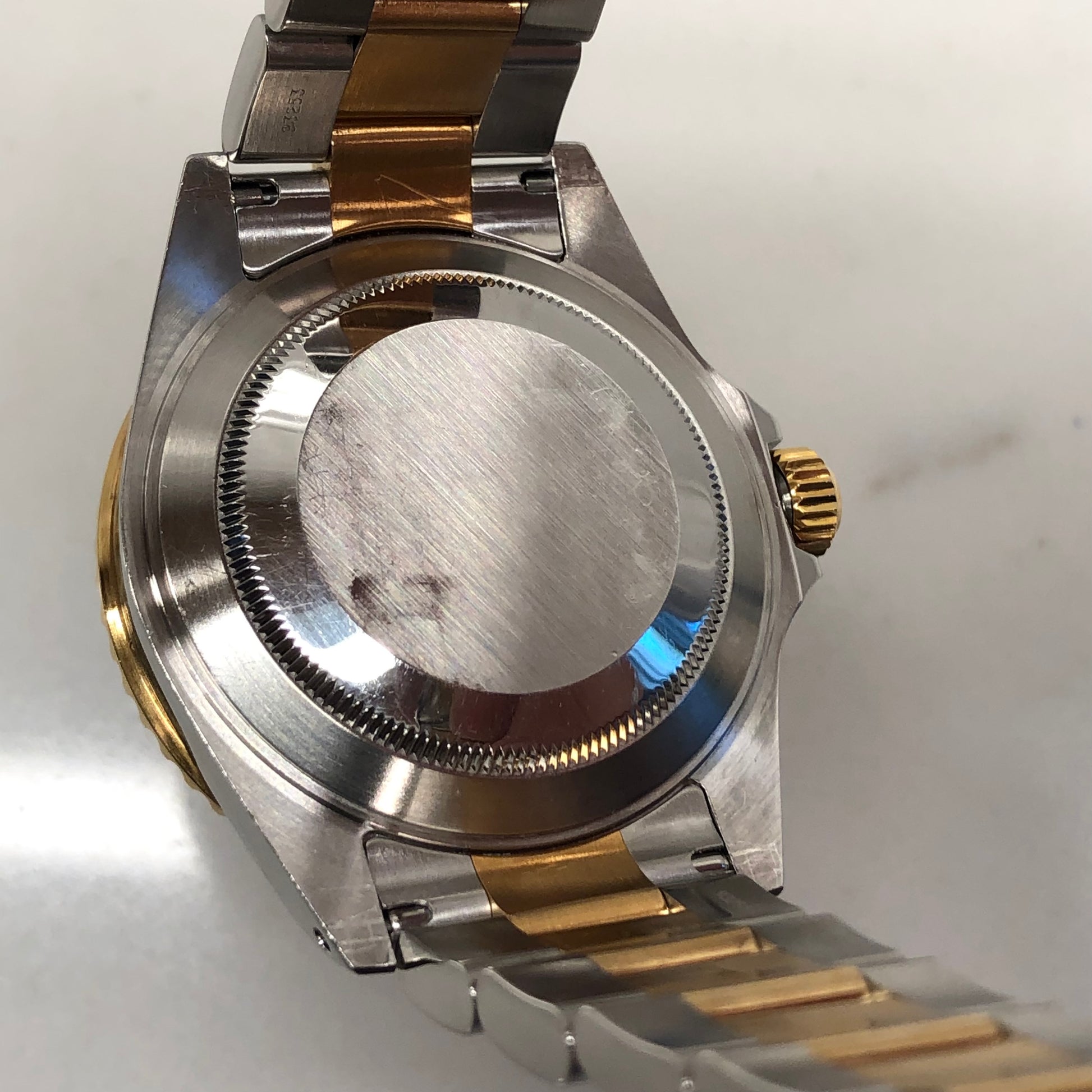 2001 Rolex Submariner 16613 Blue Two Tone Oyster Steel 18K Gold Wristwatch - HASHTAGWATCHCO