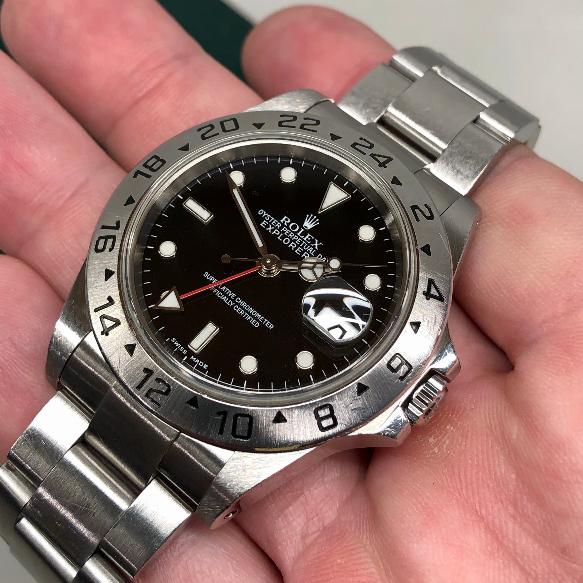 2000 Rolex Explorer II 16570 Black Dial Steel Oyster Automatic Wristwatch - HASHTAGWATCHCO
