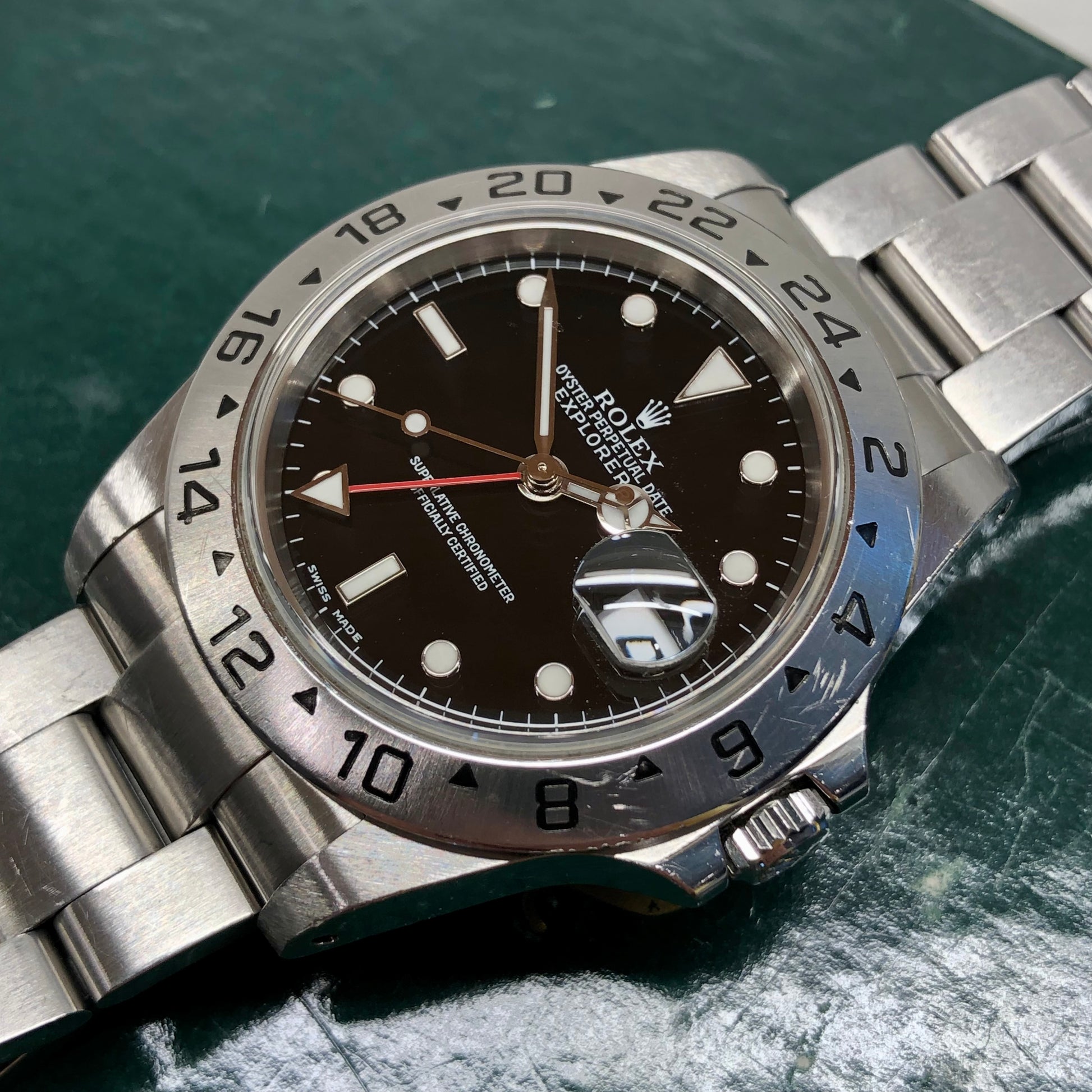 2000 Rolex Explorer II 16570 Black Dial Steel Oyster Automatic Wristwatch - HASHTAGWATCHCO