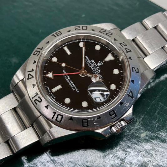 2000 Rolex Explorer II 16570 Black Dial Steel Oyster Automatic Wristwatch - HASHTAGWATCHCO