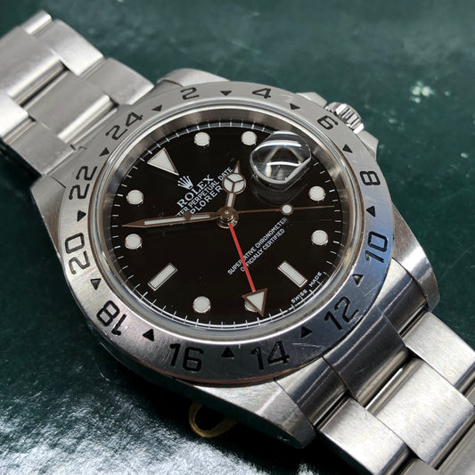 2000 Rolex Explorer II 16570 Black Dial Steel Oyster Automatic Wristwatch - HASHTAGWATCHCO