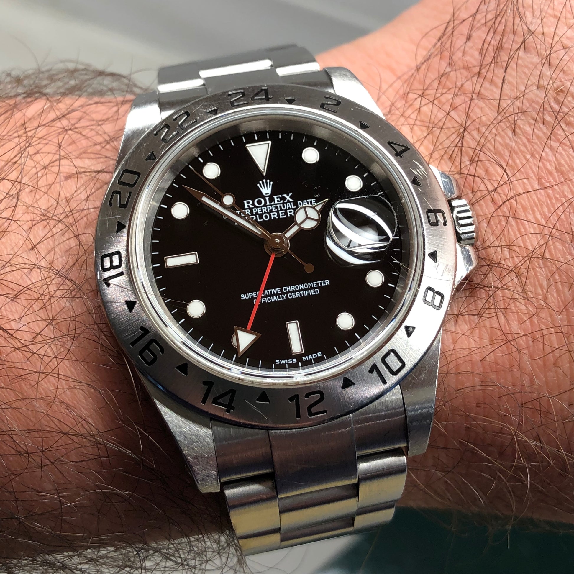 2000 Rolex Explorer II 16570 Black Dial Steel Oyster Automatic Wristwatch - HASHTAGWATCHCO
