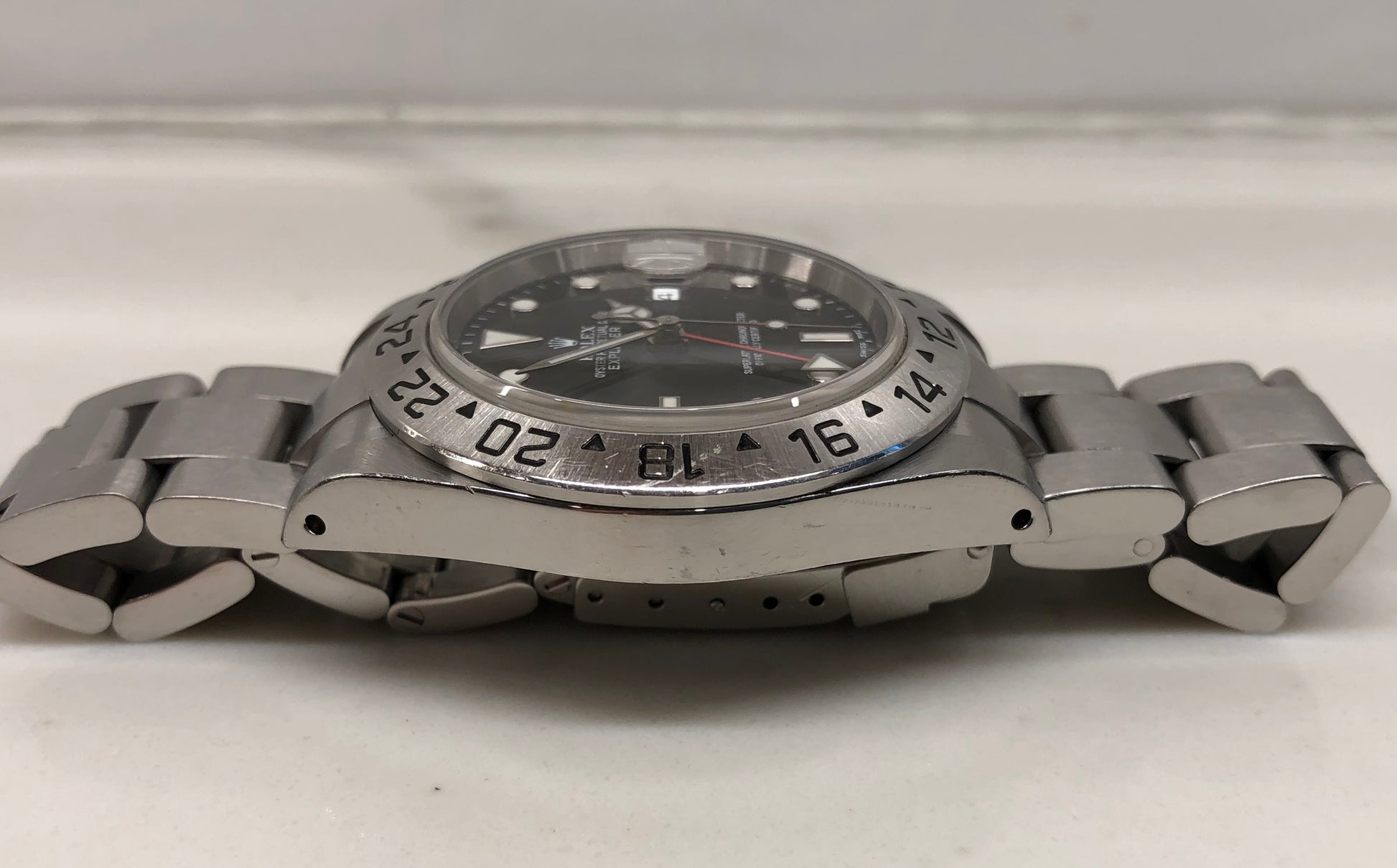 2000 Rolex Explorer II 16570 Black Dial Steel Oyster Automatic Wristwatch - HASHTAGWATCHCO