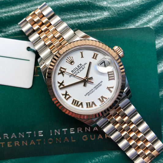 2021 Rolex Datejust 278271 White Dial Rose Gold Two Tone Jubilee Wristwatch with Box and Papers - HASHTAGWATCHCO