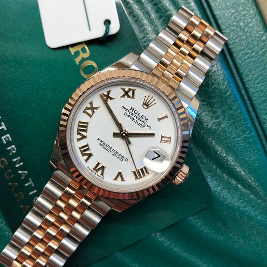 2021 Rolex Datejust 278271 White Dial Rose Gold Two Tone Jubilee Wristwatch with Box and Papers - HASHTAGWATCHCO