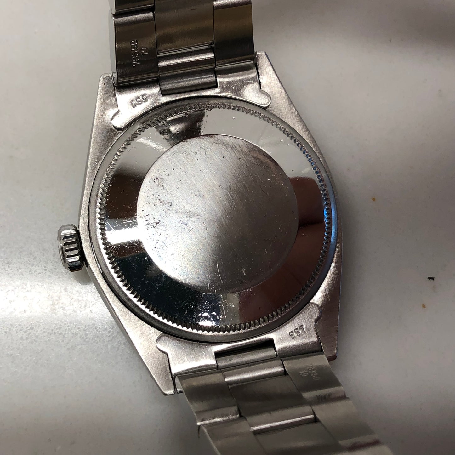1970 Rolex Date 1500 Oyster Perpetual Blue Mosaic Dial Steel Automatic Wristwatch