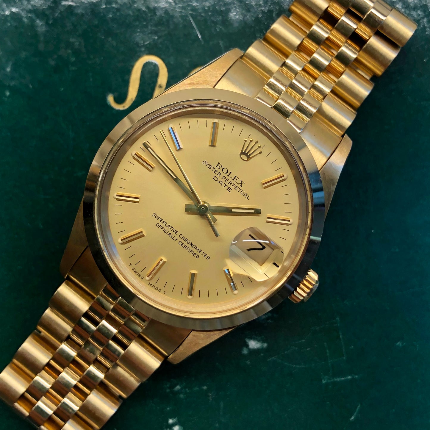 1981 Rolex Date 15007 14K Yellow Gold Chevrolet Jubilee Automatic Wristwatch - HASHTAGWATCHCO