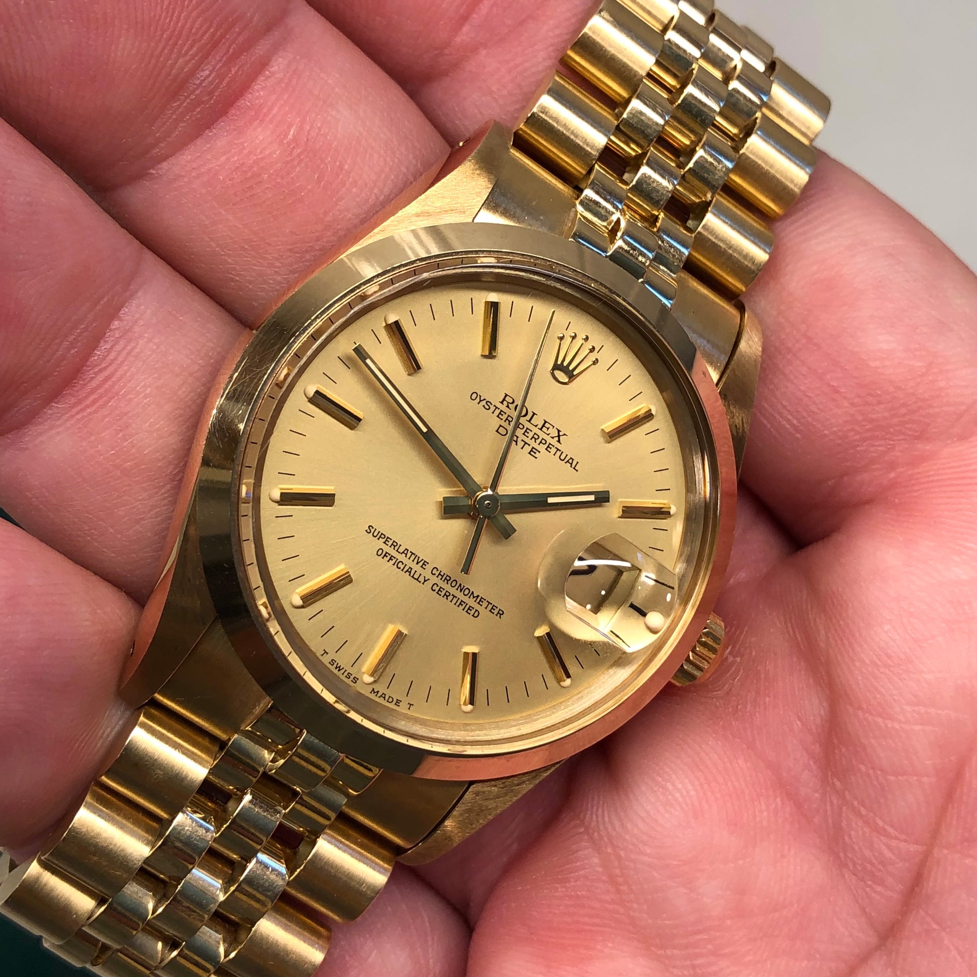 1981 Rolex Date 15007 14K Yellow Gold Chevrolet Jubilee Automatic Wristwatch - HASHTAGWATCHCO