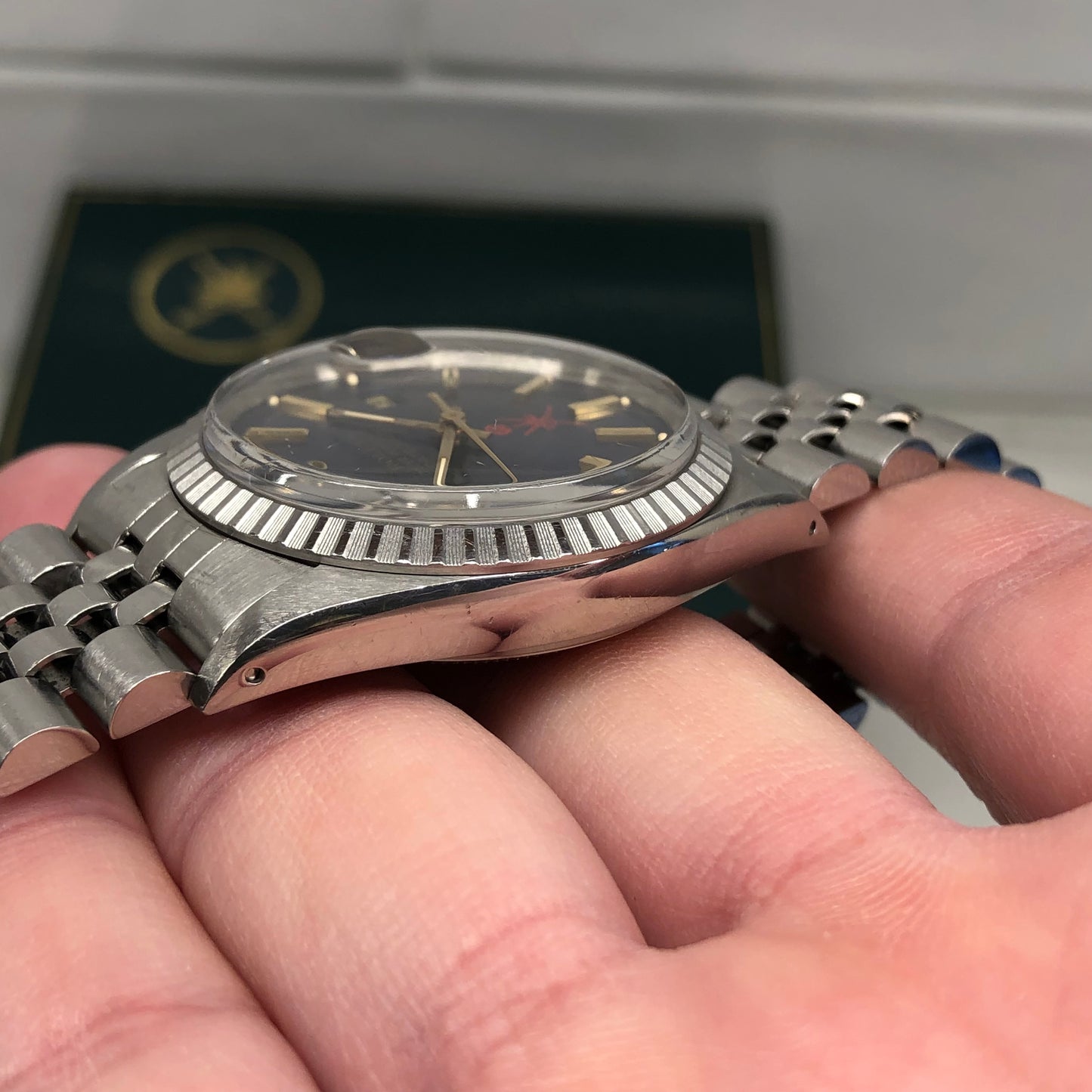 1986 Rolex Datejust 16030 Red Khanjar Sultan of Oman Blue Dial Automatic Wristwatch with Original Box - HASHTAGWATCHCO