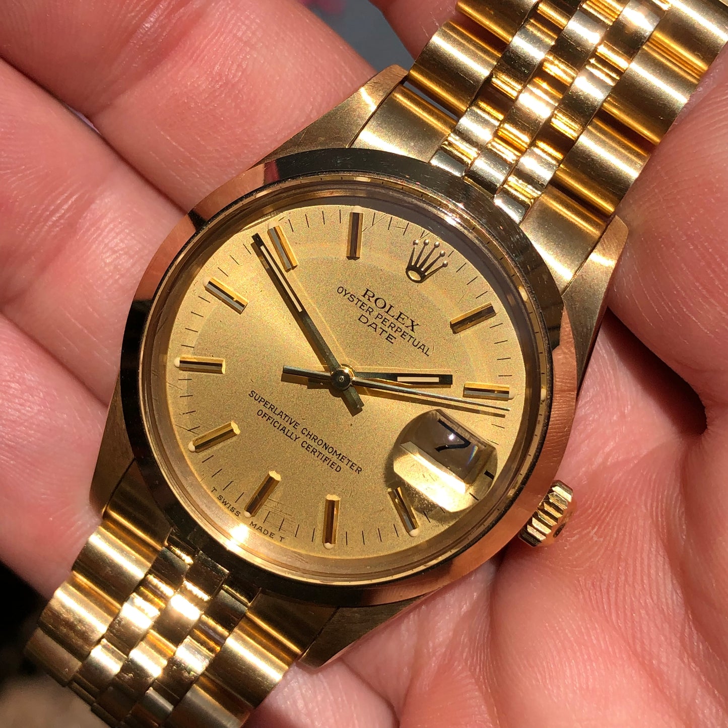 1981 Rolex Date 15007 14K Yellow Gold Chevrolet Jubilee Automatic Wristwatch - HASHTAGWATCHCO
