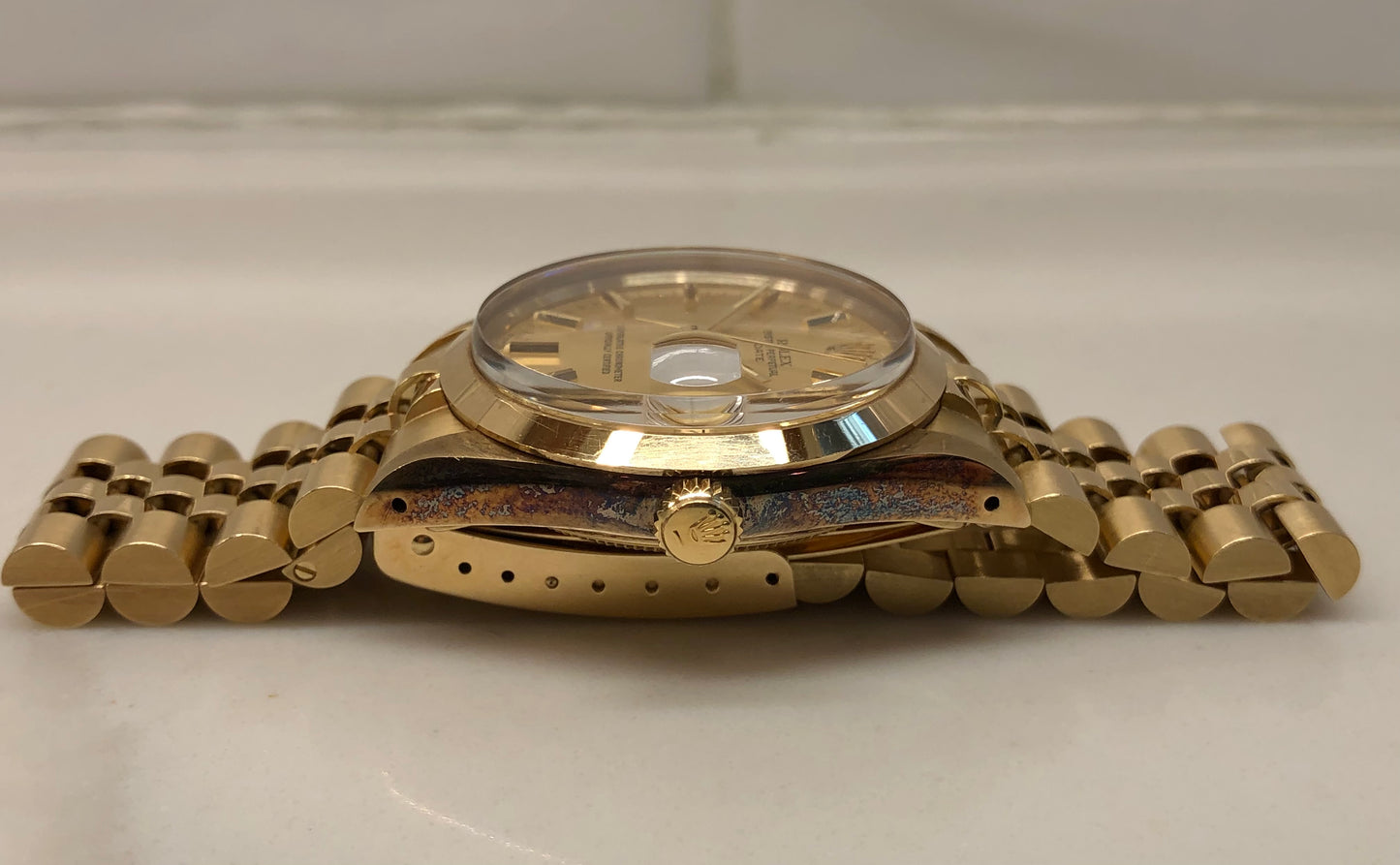 1981 Rolex Date 15007 14K Yellow Gold Chevrolet Jubilee Automatic Wristwatch - HASHTAGWATCHCO