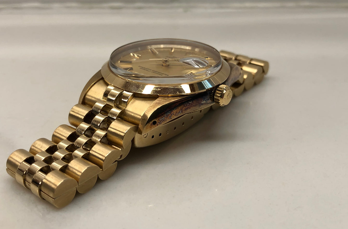 1981 Rolex Date 15007 14K Yellow Gold Chevrolet Jubilee Automatic Wristwatch - HASHTAGWATCHCO