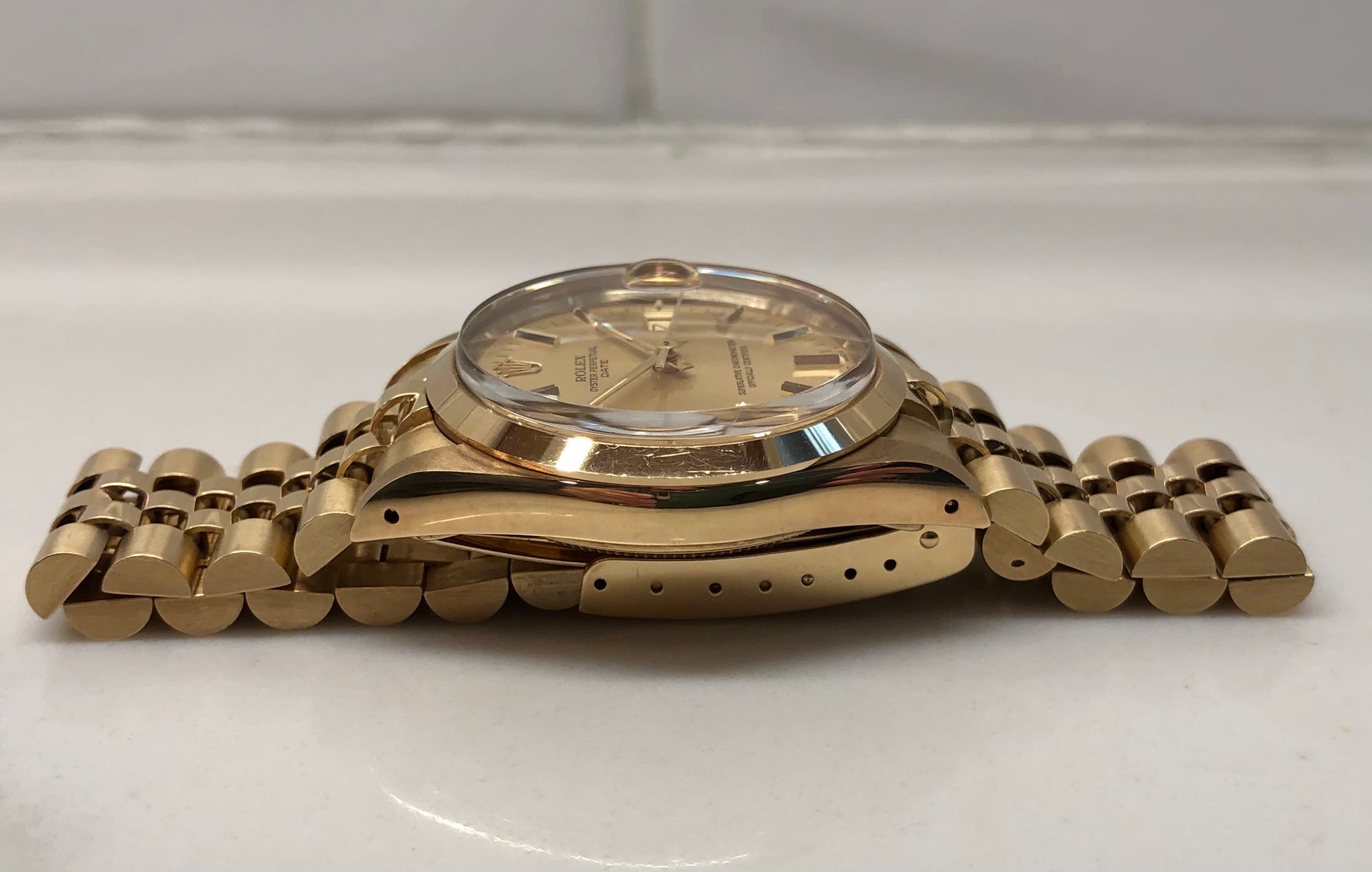 1981 Rolex Date 15007 14K Yellow Gold Chevrolet Jubilee Automatic Wristwatch - HASHTAGWATCHCO