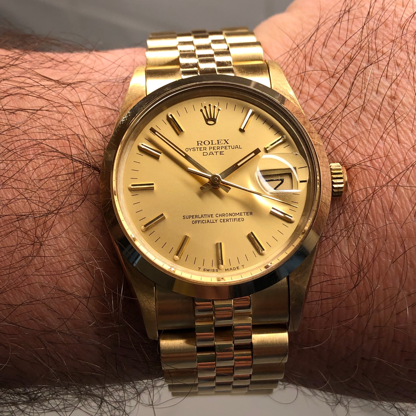1981 Rolex Date 15007 14K Yellow Gold Chevrolet Jubilee Automatic Wristwatch - HASHTAGWATCHCO