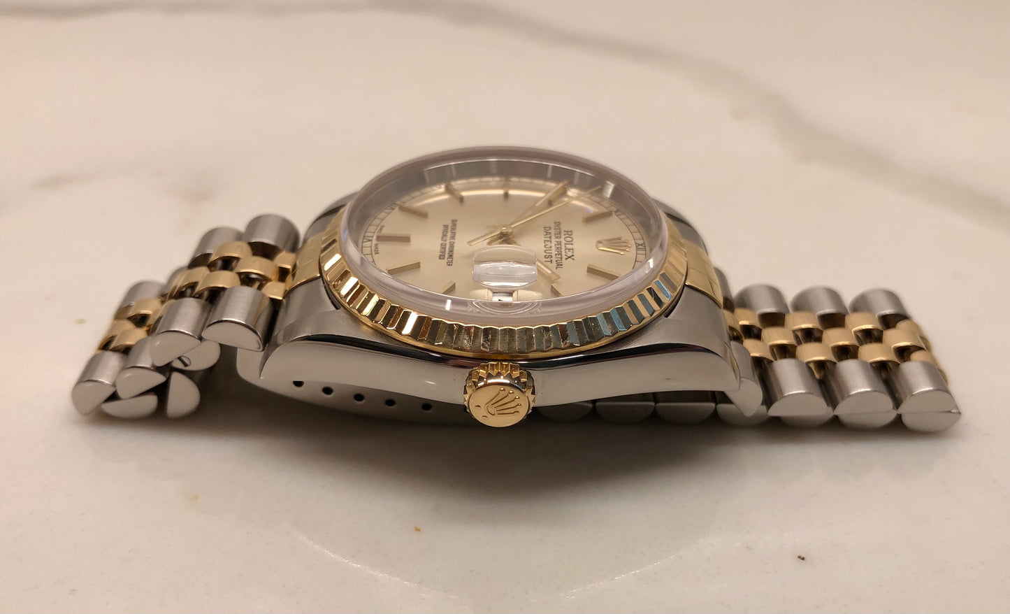 2002 Rolex Datejust 16233 Two Tone Silver Dial Jubilee Automatic Wristwatch with Rolex CPO Box and Papers