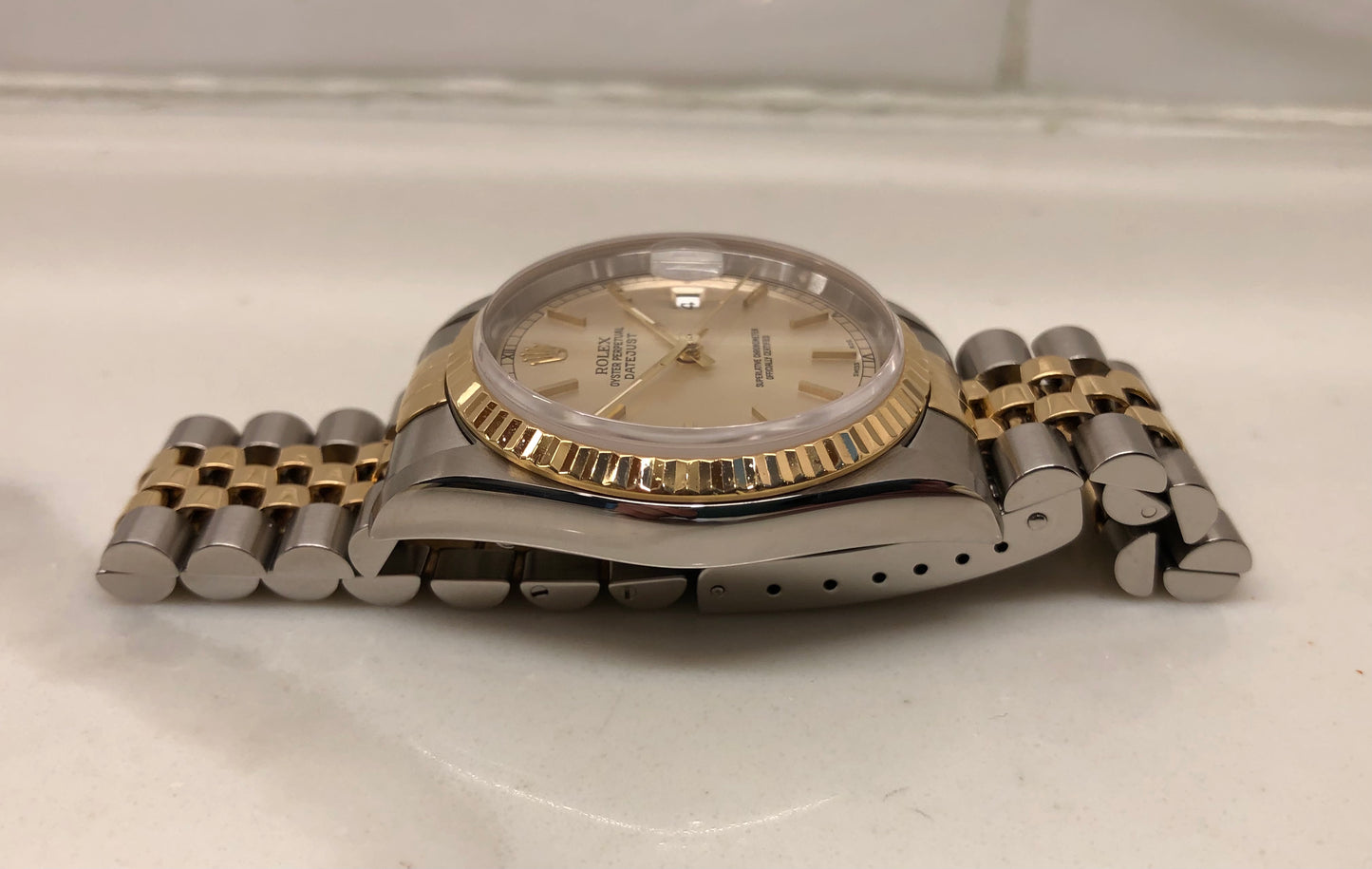 2002 Rolex Datejust 16233 Two Tone Silver Dial Jubilee Automatic Wristwatch with Rolex CPO Box and Papers