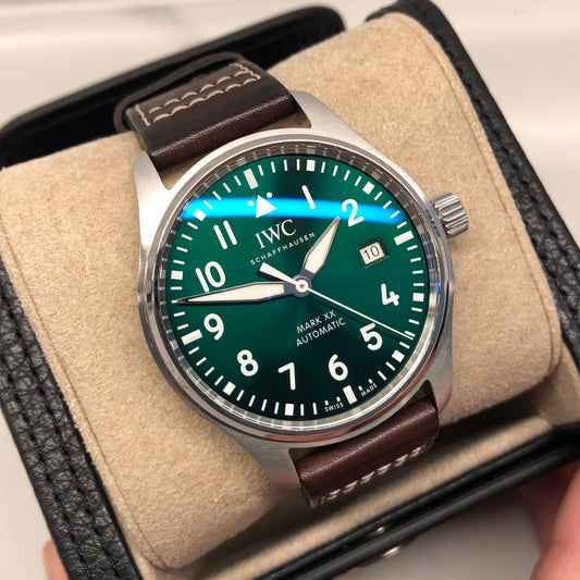 2025 IWC Pilots Watch IW328205 Green Dial Men's Wristwatch with Box and Papers - HASHTAGWATCHCO