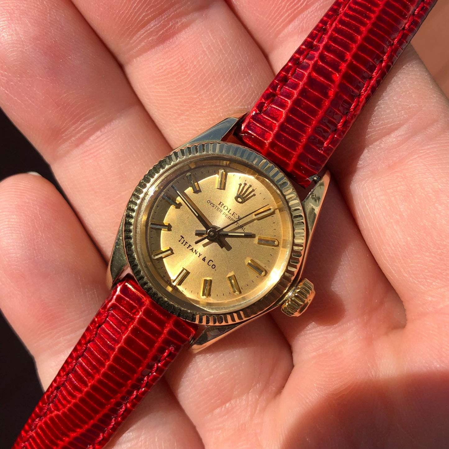 1979 Rolex Oyster Perpetual 6719 Tiffany & Co. 14K Yellow Gold Ladies Automatic Wristwatch - HASHTAGWATCHCO