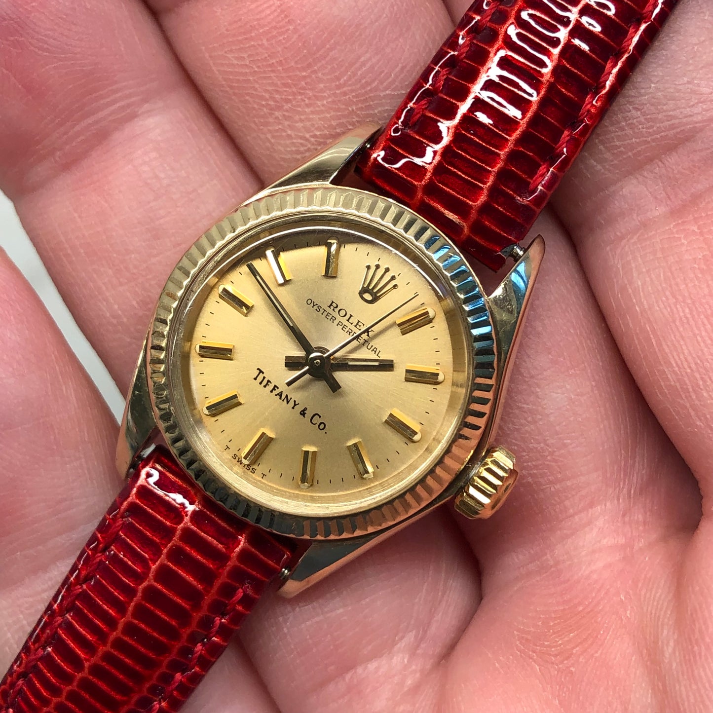 1979 Rolex Oyster Perpetual 6719 Tiffany & Co. 14K Yellow Gold Ladies Automatic Wristwatch - HASHTAGWATCHCO