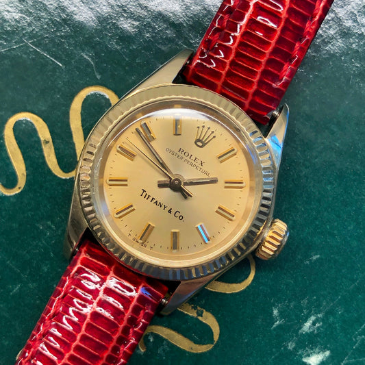 1979 Rolex Oyster Perpetual 6719 Tiffany & Co. 14K Yellow Gold Ladies Automatic Wristwatch - HASHTAGWATCHCO