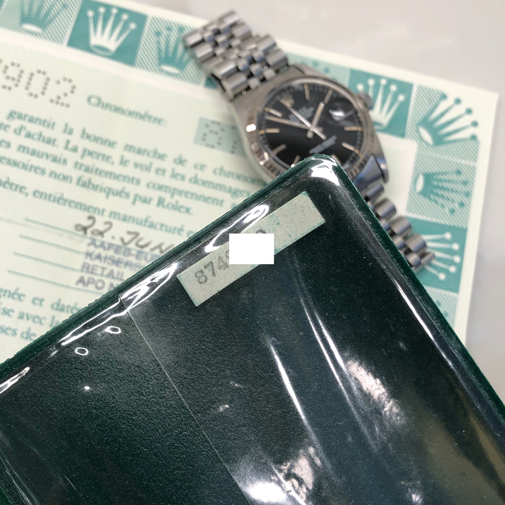 1985 Rolex Datejust 16014 Black Dial Jubilee Fluted Bezel Wristwatch with Papers - HASHTAGWATCHCO