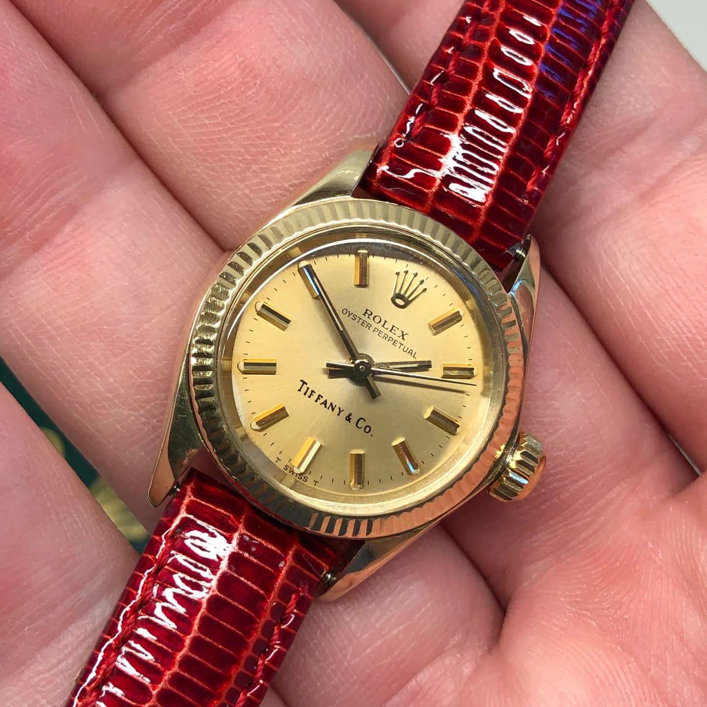 1979 Rolex Oyster Perpetual 6719 Tiffany & Co. 14K Yellow Gold Ladies Automatic Wristwatch - HASHTAGWATCHCO