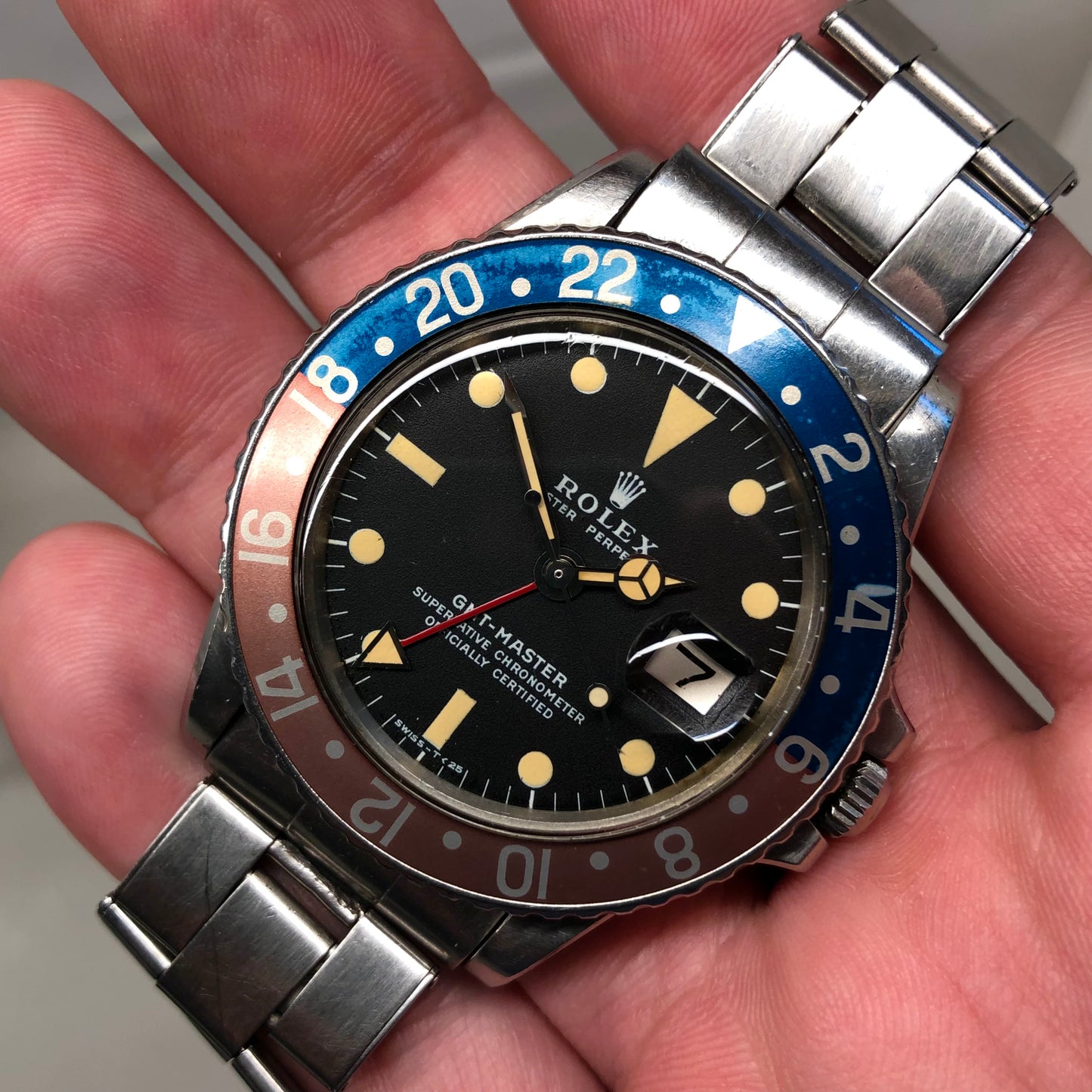 1971 Rolex GMT MASTER 1675 Mk 2 Pepsi Matte Dial Stainless Steel Automatic Wristwatch - Hashtag Watch Company