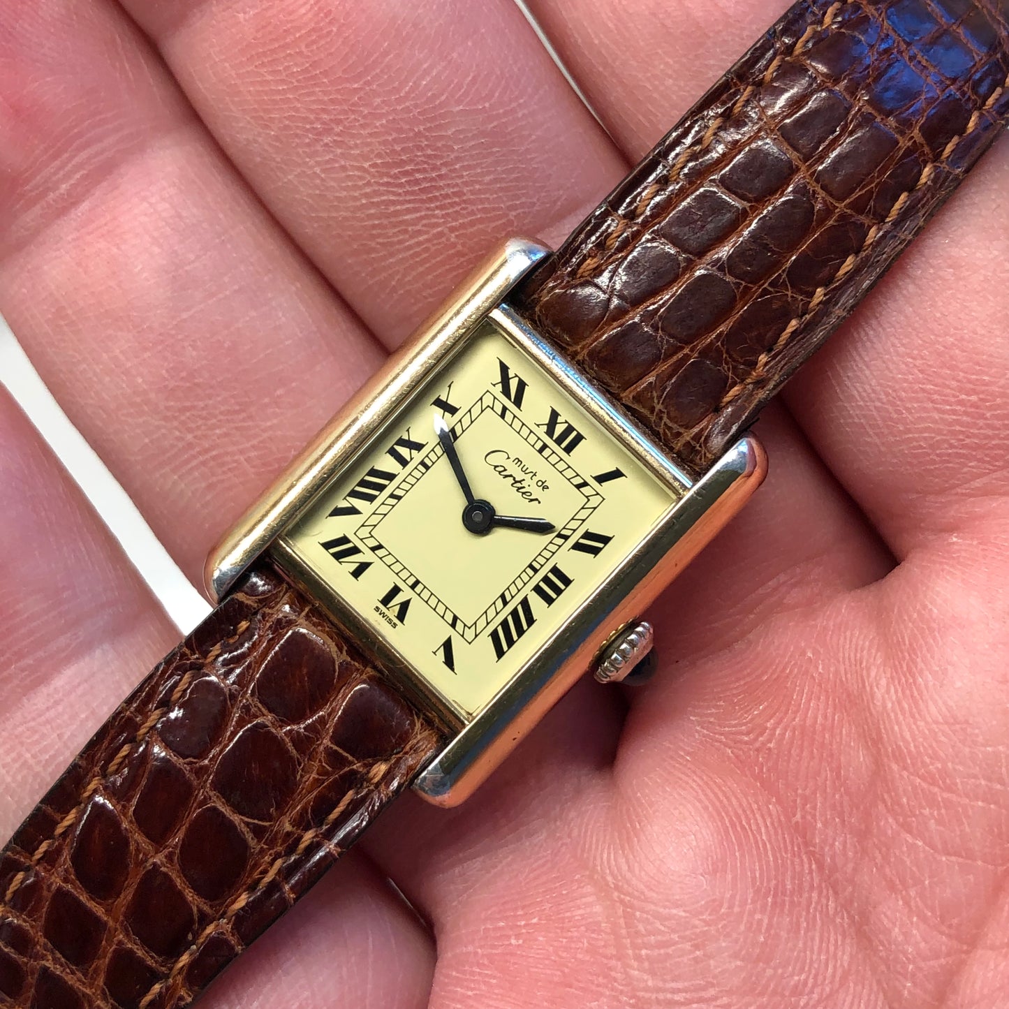 Cartier Must de Cartier Tank Vermeil Manual Wind 925 Wristwatch with Box - HASHTAGWATCHCO