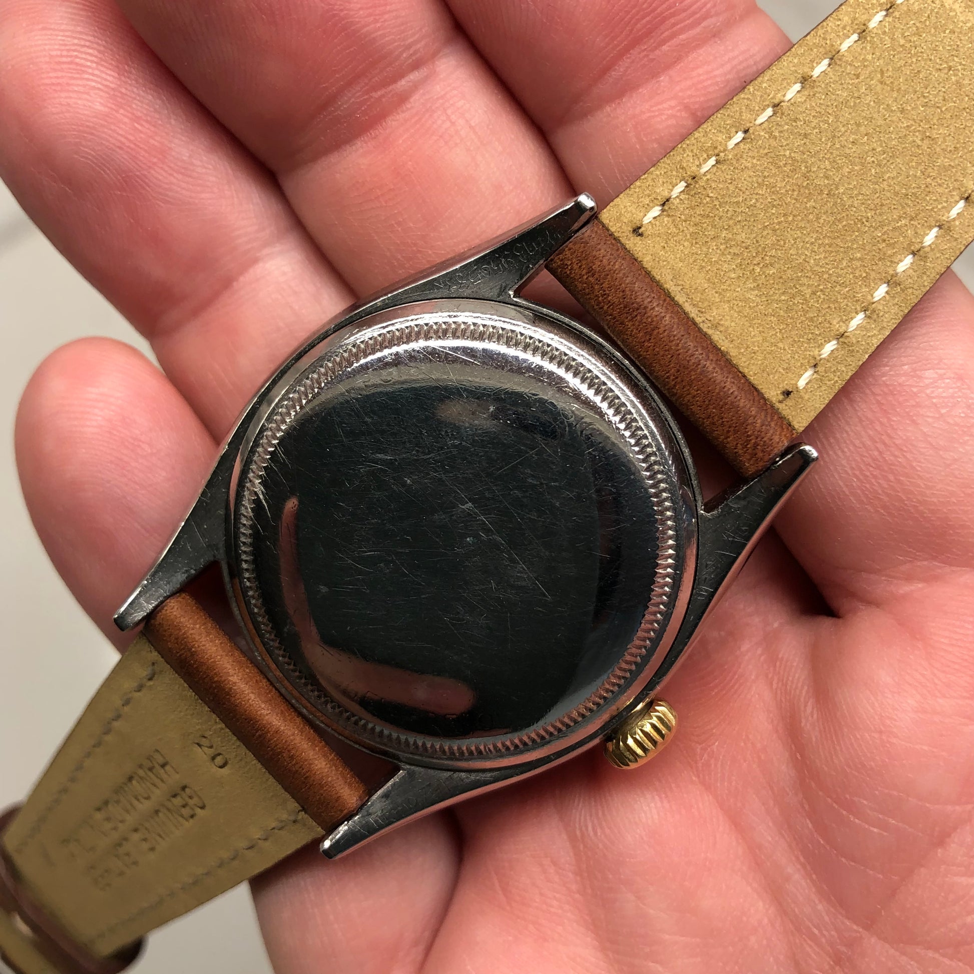 1953 Rolex Red Datejust 6304 Roulette Date Wheel Two Tone Steel Automatic Wristwatch - HASHTAGWATCHCO