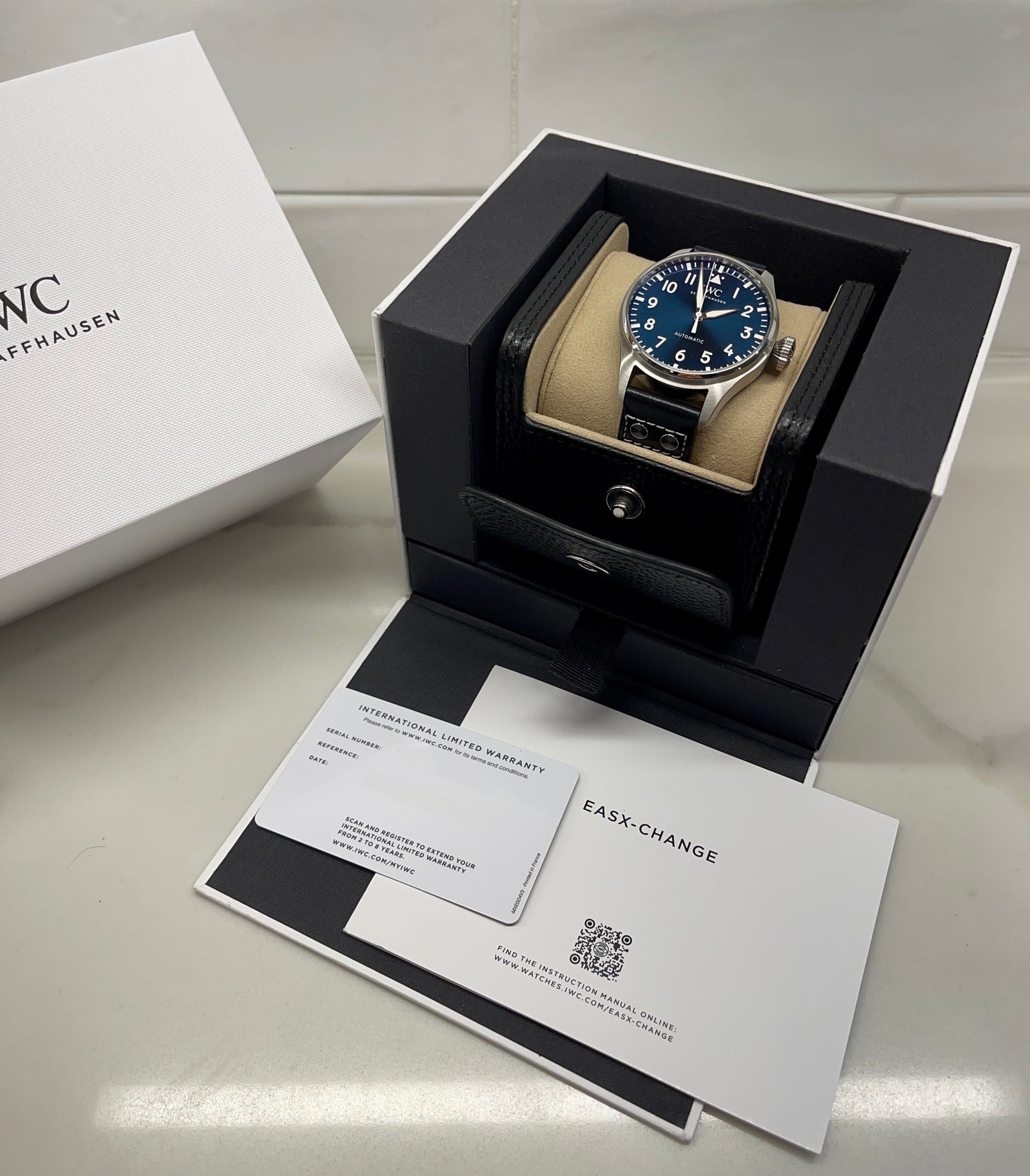 2023 IWC Big Pilot 43 IW329303 Automatic Blue Dial Men's Wristwatch with Box and Papers Unworn - Hashtag Watch Company