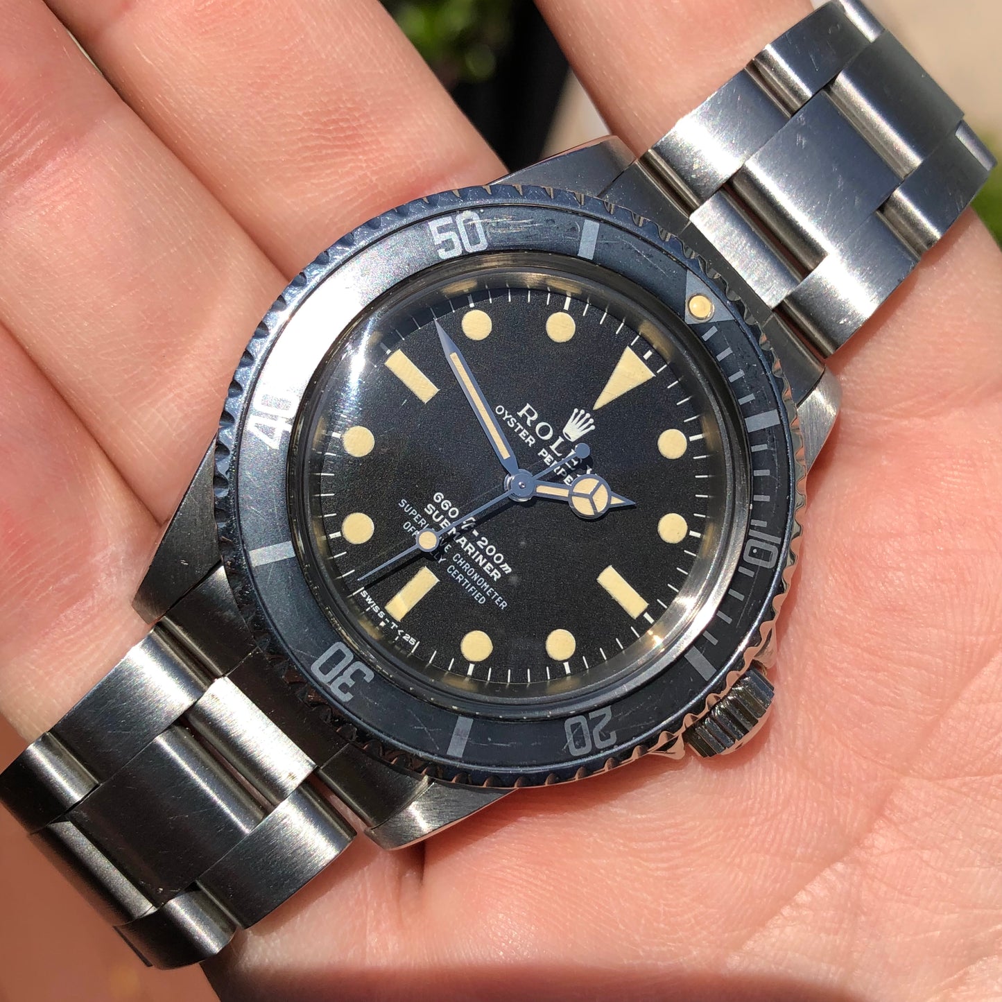 1971 Rolex Submariner 5512 Stainless Steel Oyster Automatic Serif Font Wristwatch - HASHTAGWATCHCO