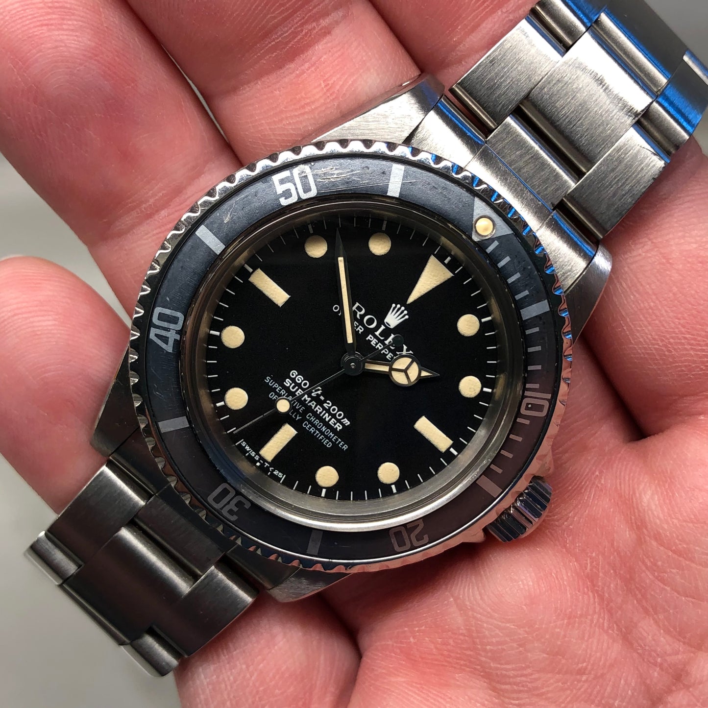1971 Rolex Submariner 5512 Stainless Steel Oyster Automatic Serif Font Wristwatch - HASHTAGWATCHCO