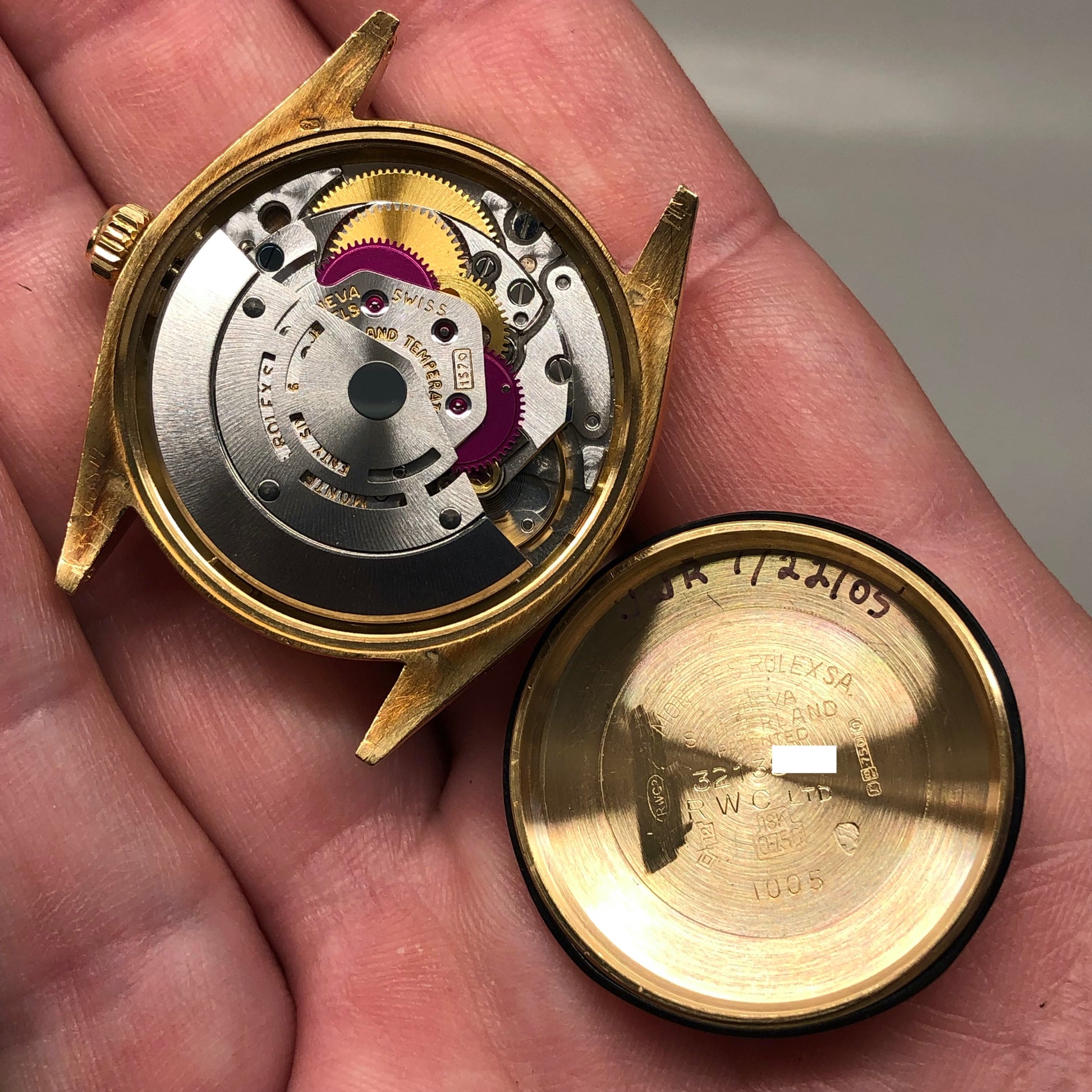 1973 Rolex Oyster Perpetual 1035 18K Yellow Gold Florentine Bezel Automatic Wristwatch - HASHTAGWATCHCO